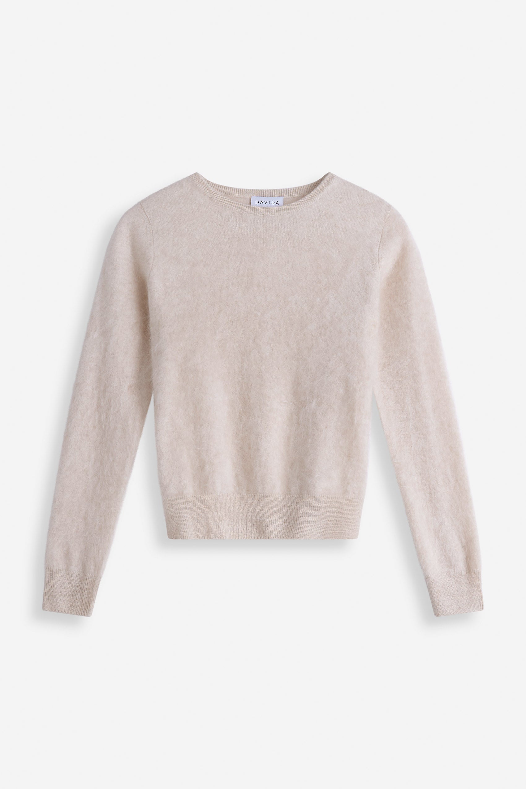 Davida Brushed Basic O-Neck Sweaters Light Beige