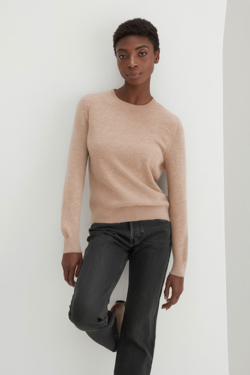 Davida Basic O-neck Sweater Sweaters Sand
