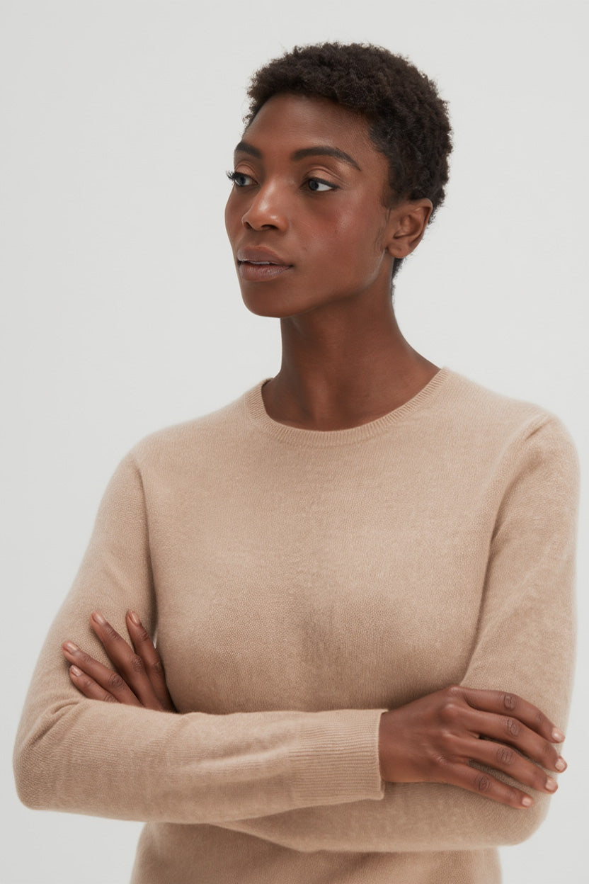 Davida Basic O-neck Sweater Sweaters Sand