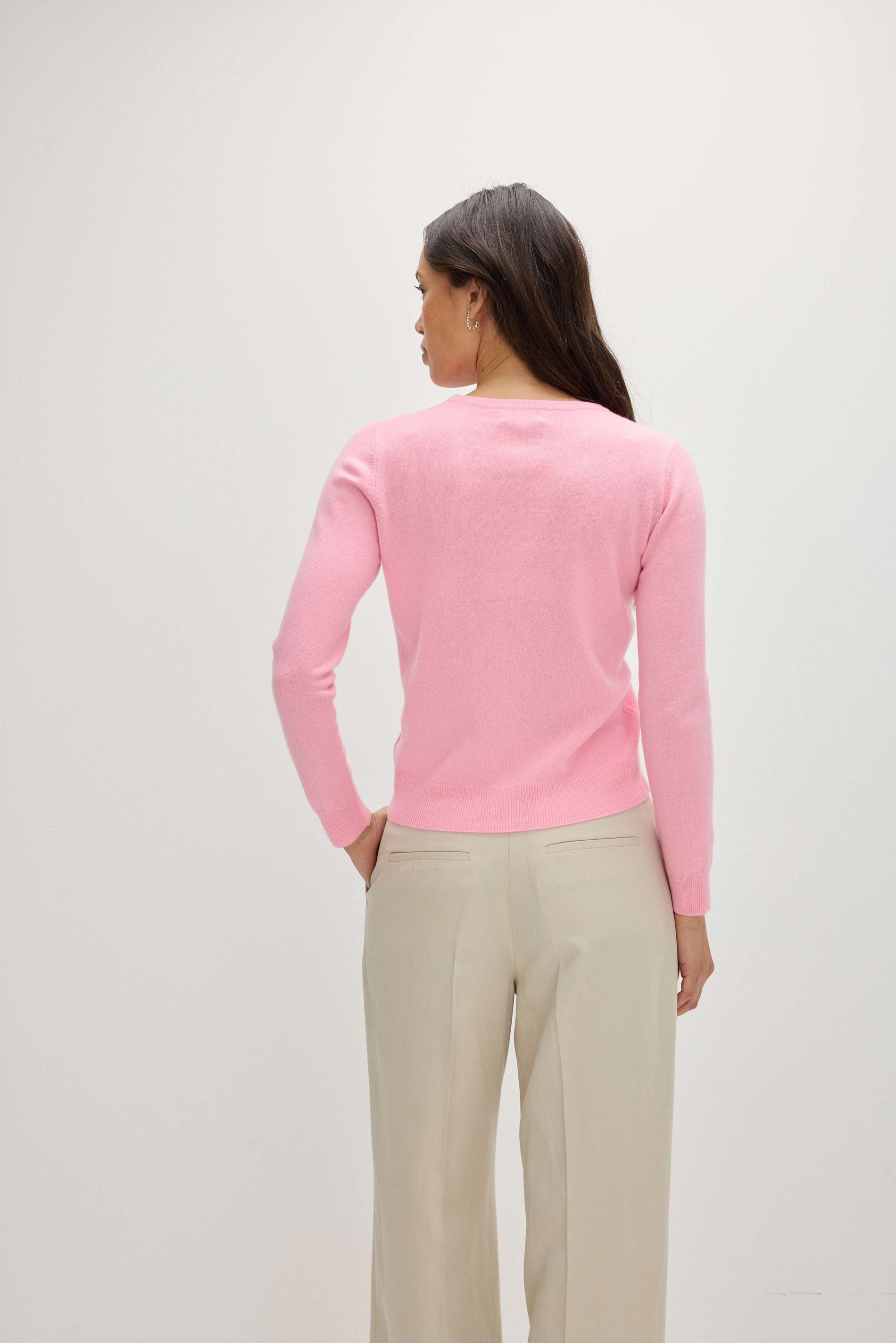 Davida Basic O-neck Sweater Sweaters Strong Pink