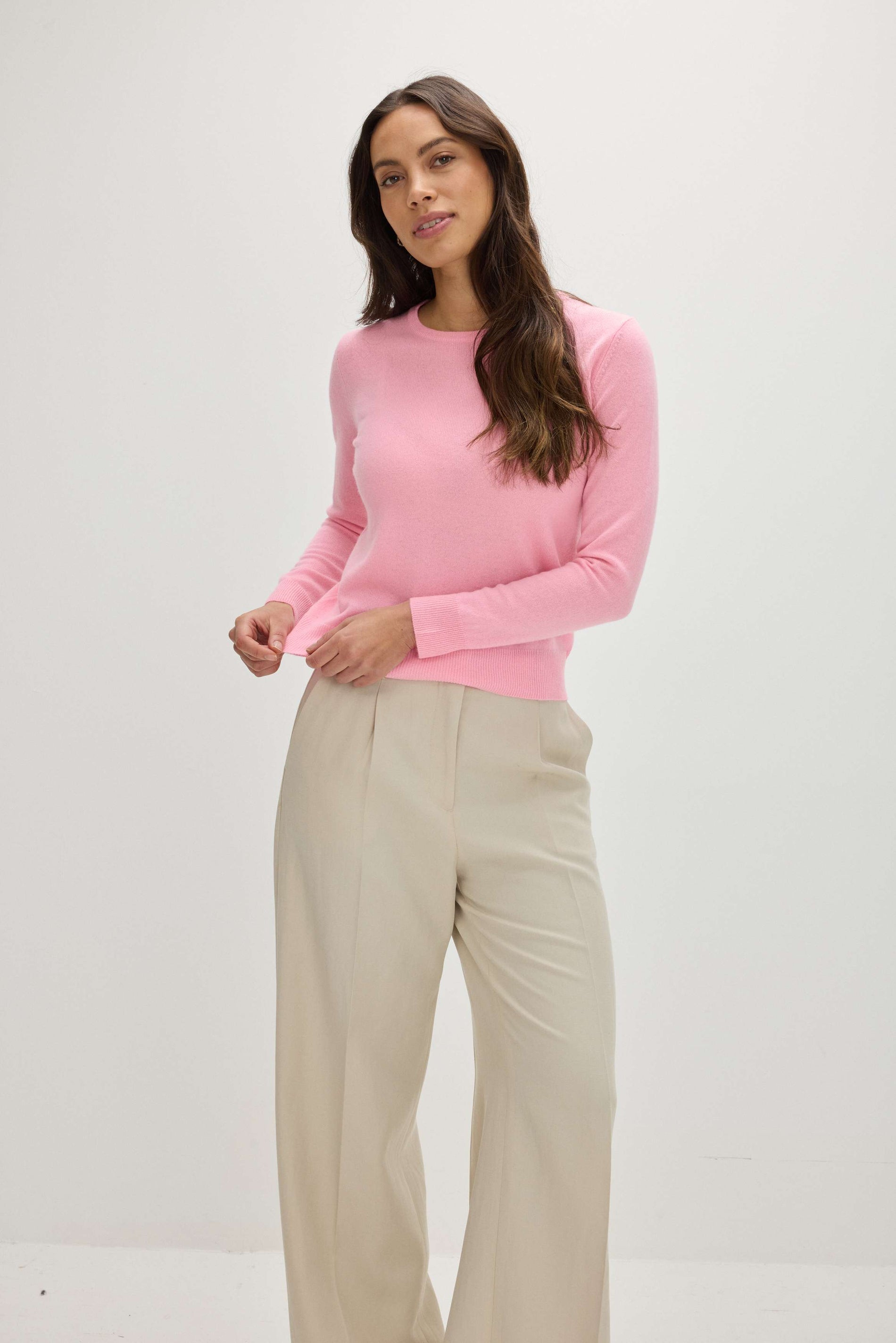 Davida Basic O-neck Sweater Sweaters Strong Pink
