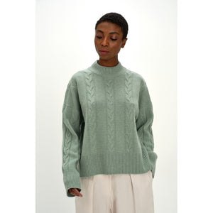 Boxy Cable Sweater - Sage