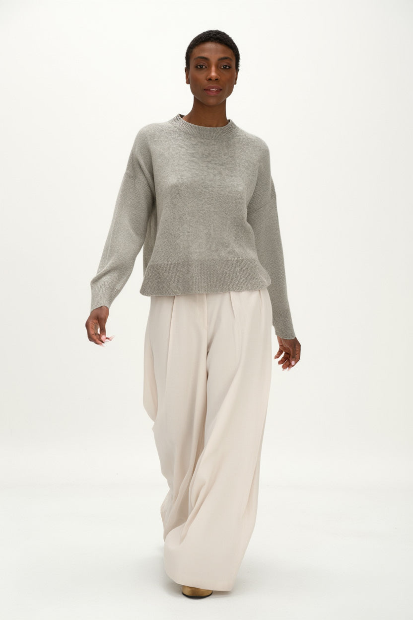 Davida Boxy O-neck Sweater Sweaters Light Grey