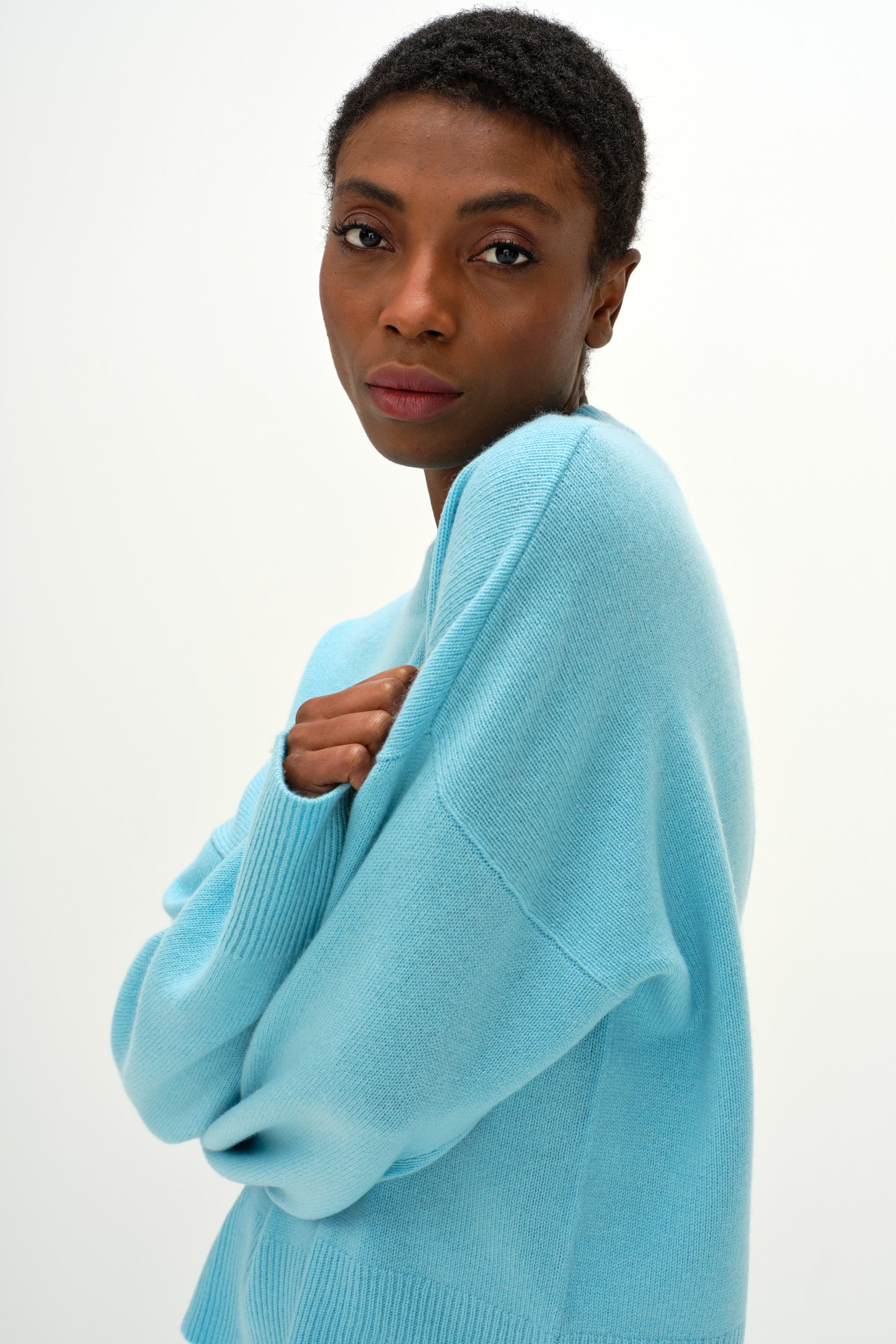 Davida Boxy O-neck Sweater Sweaters Turquoise