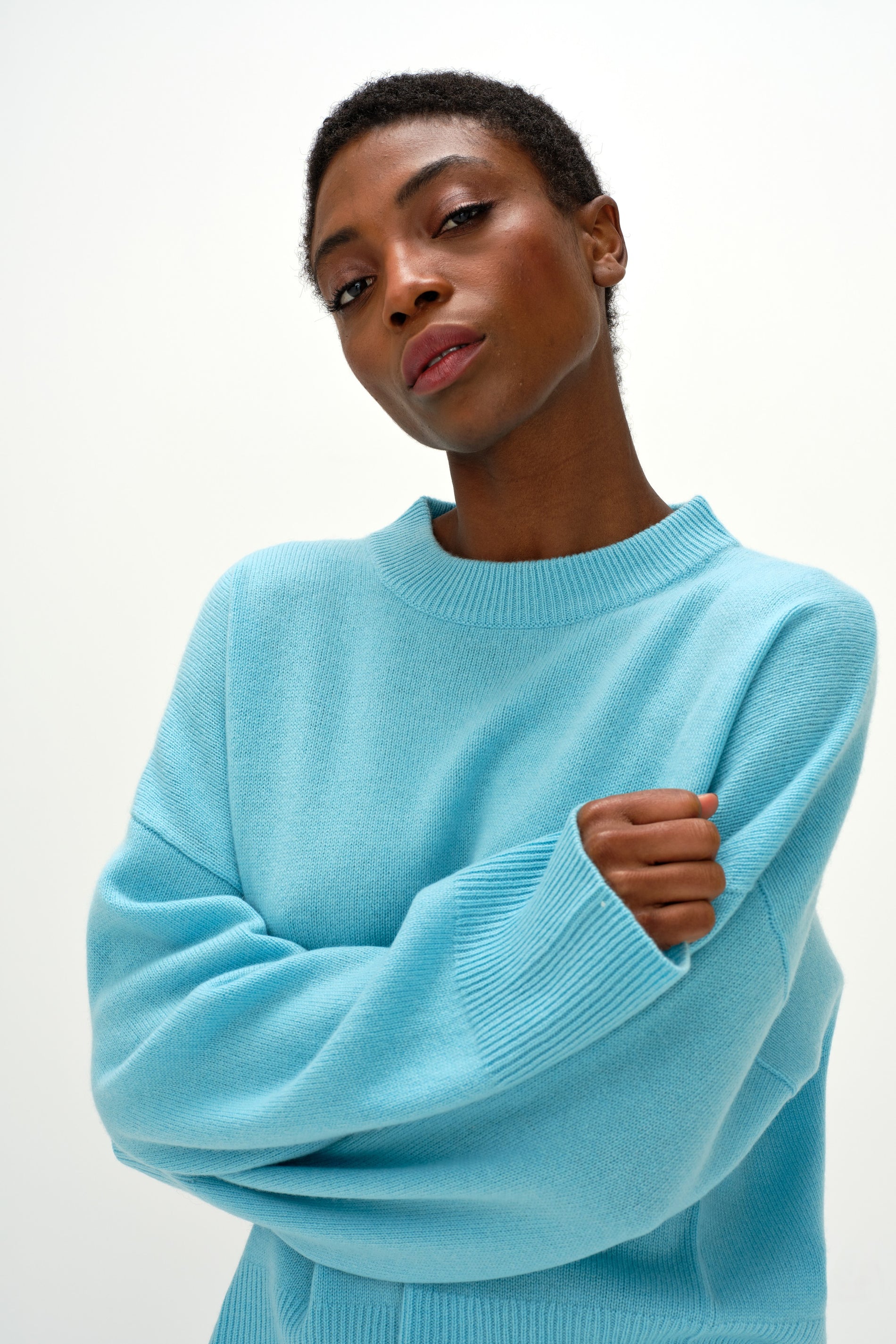 Davida Boxy O-neck Sweater Sweaters Turquoise