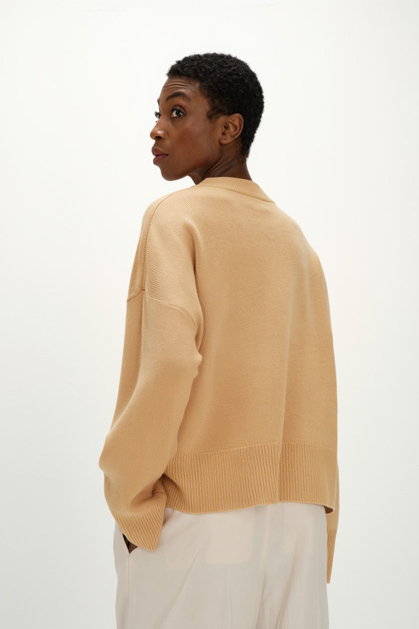 Davida Boxy O-neck Sweater Sweaters Wheat