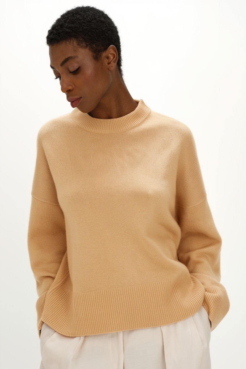 Davida Boxy O-neck Sweater Sweaters Wheat