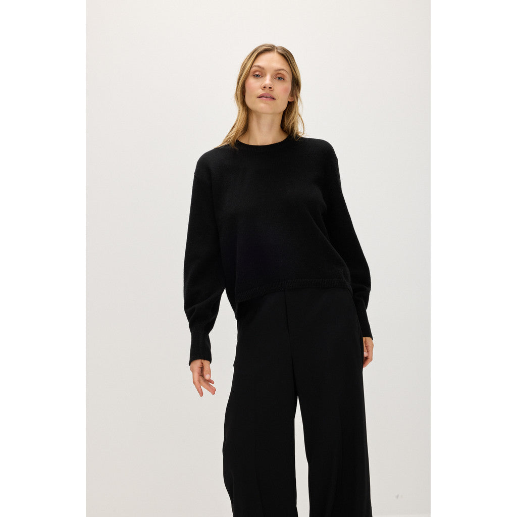 Davida Boxy Short Balloon Sleeve Sweater Sweaters Black