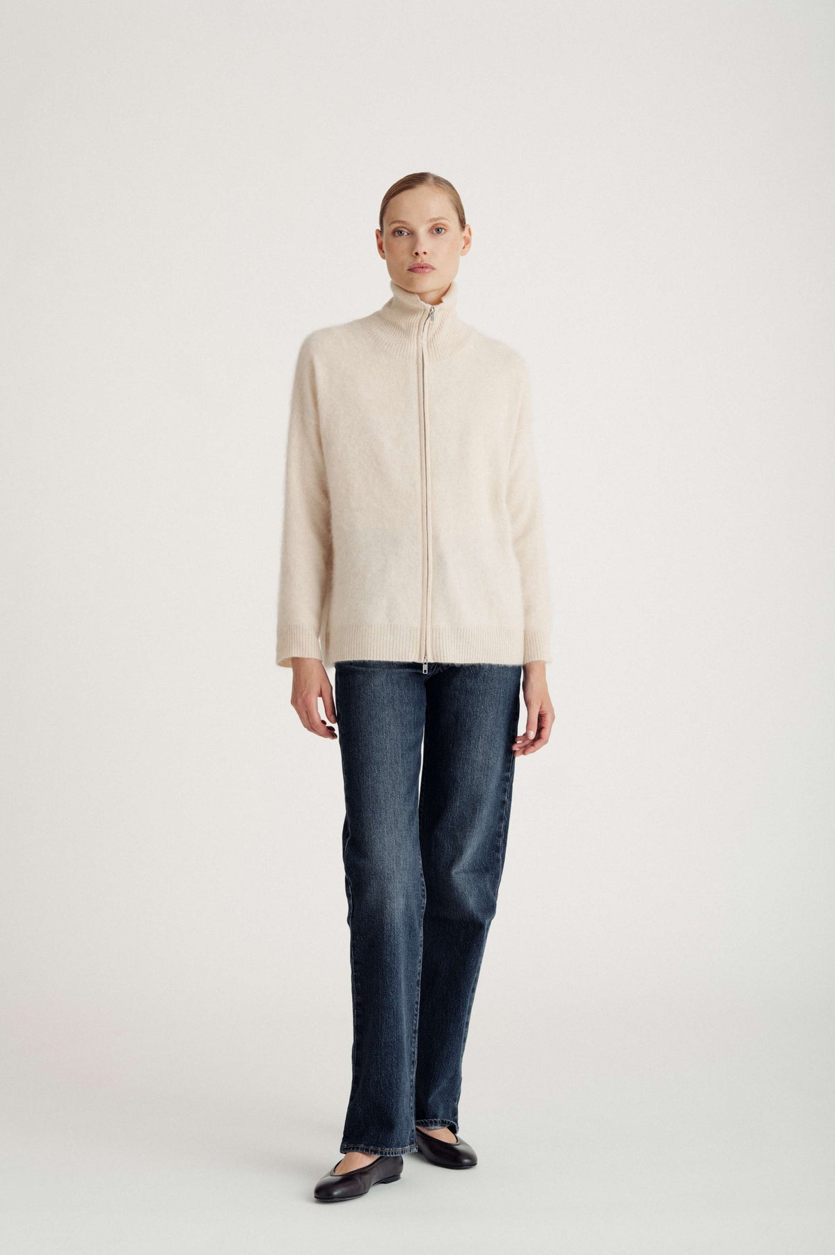 Davida Brushed Cardigan Cardigans Light Beige