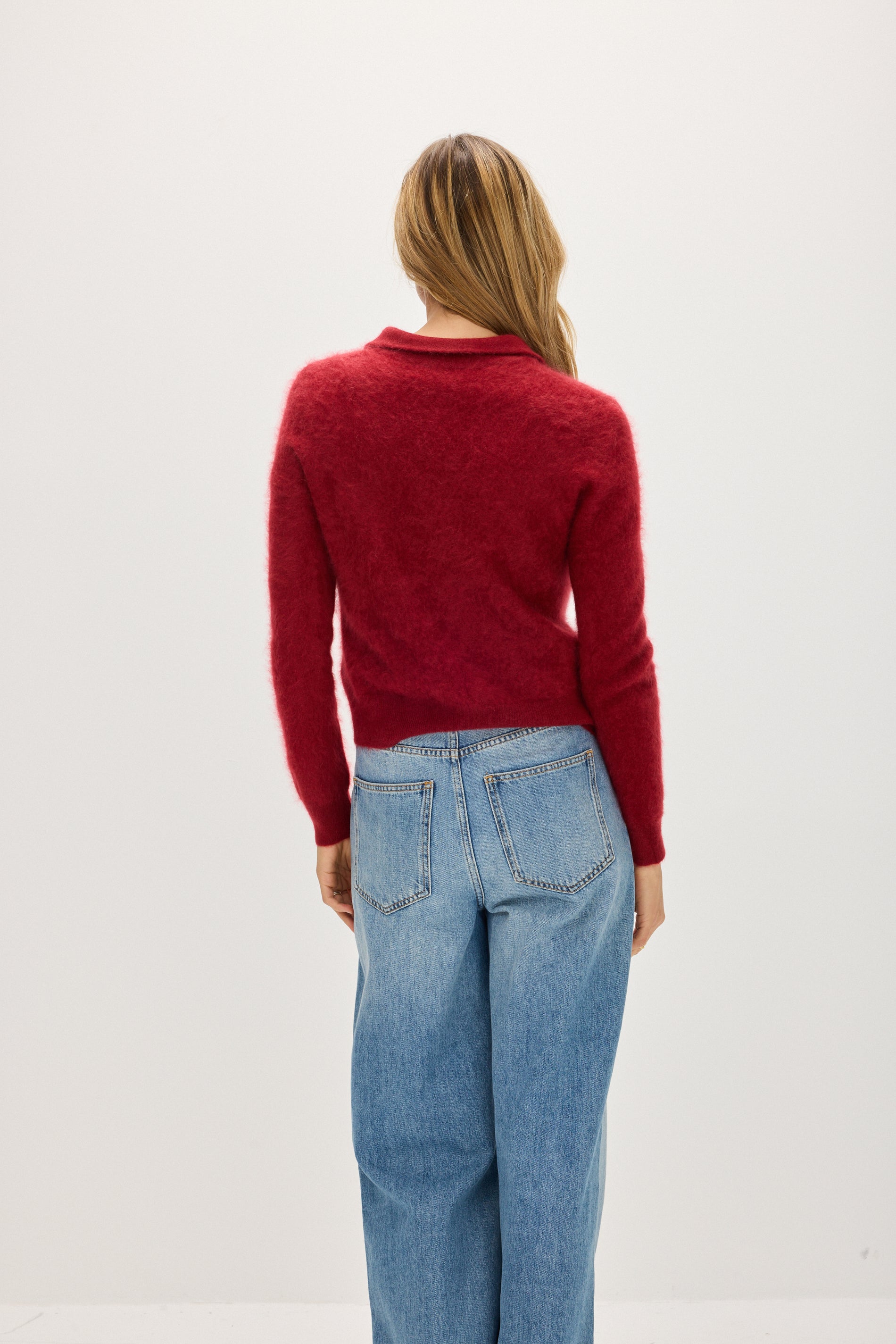 Davida Brushed Cardigan Collar Cardigans Mulberry Red