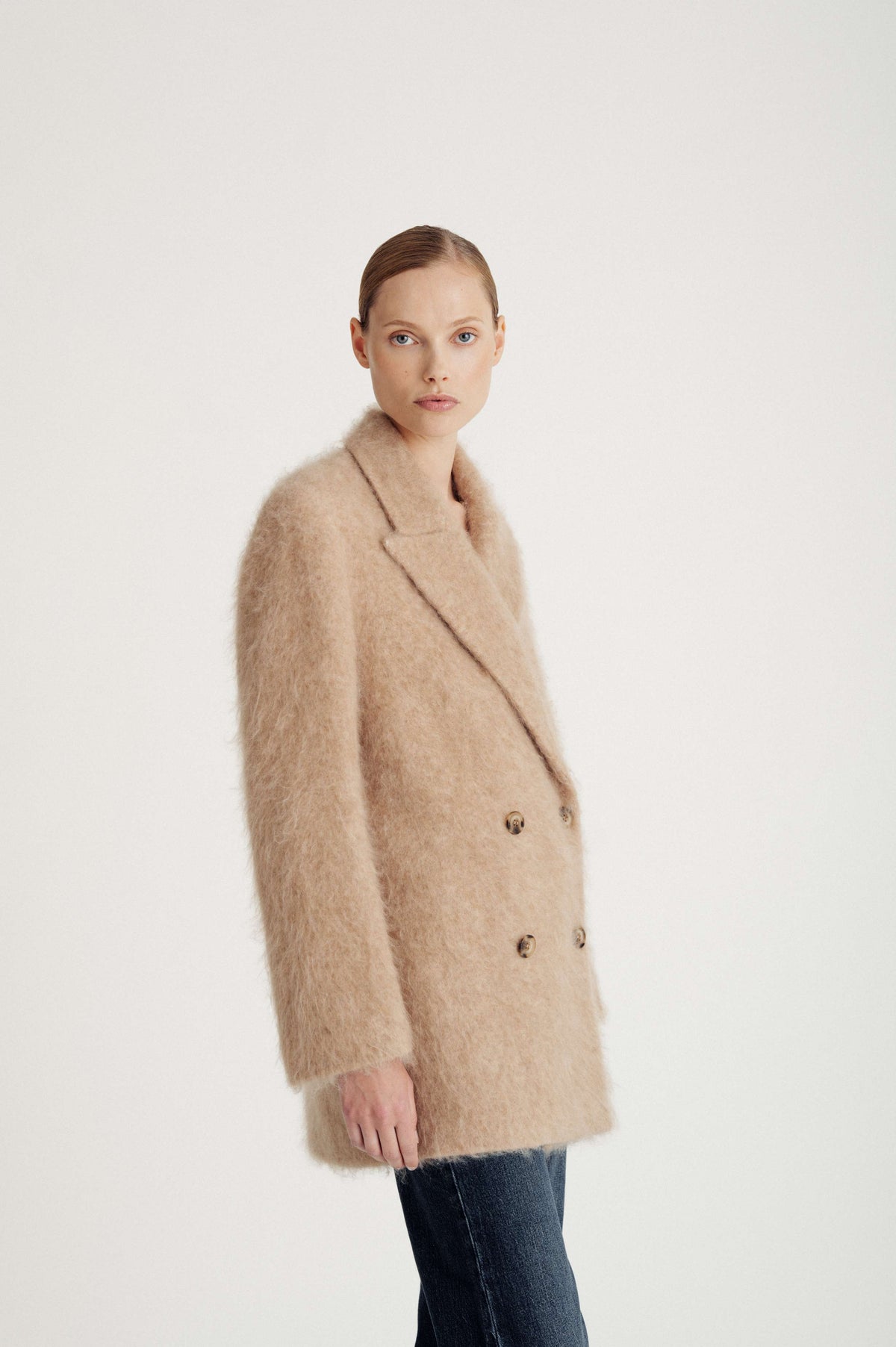 Davida Brushed Double Breasted Jacket Outerwear Mink