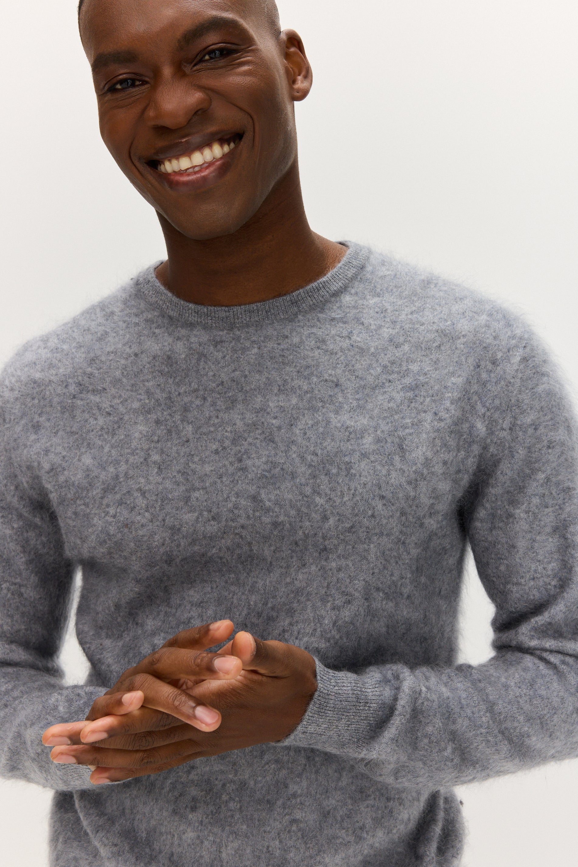 Davida Brushed Man O-neck Sweater Sweaters Light Grey