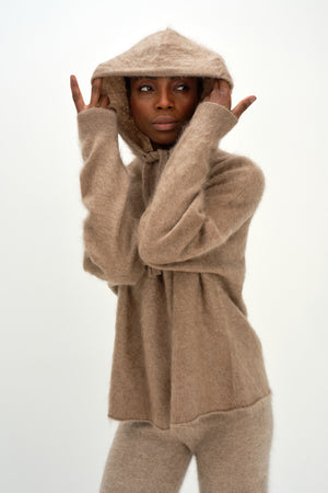 Brushed Oversized Hoodie - Mink