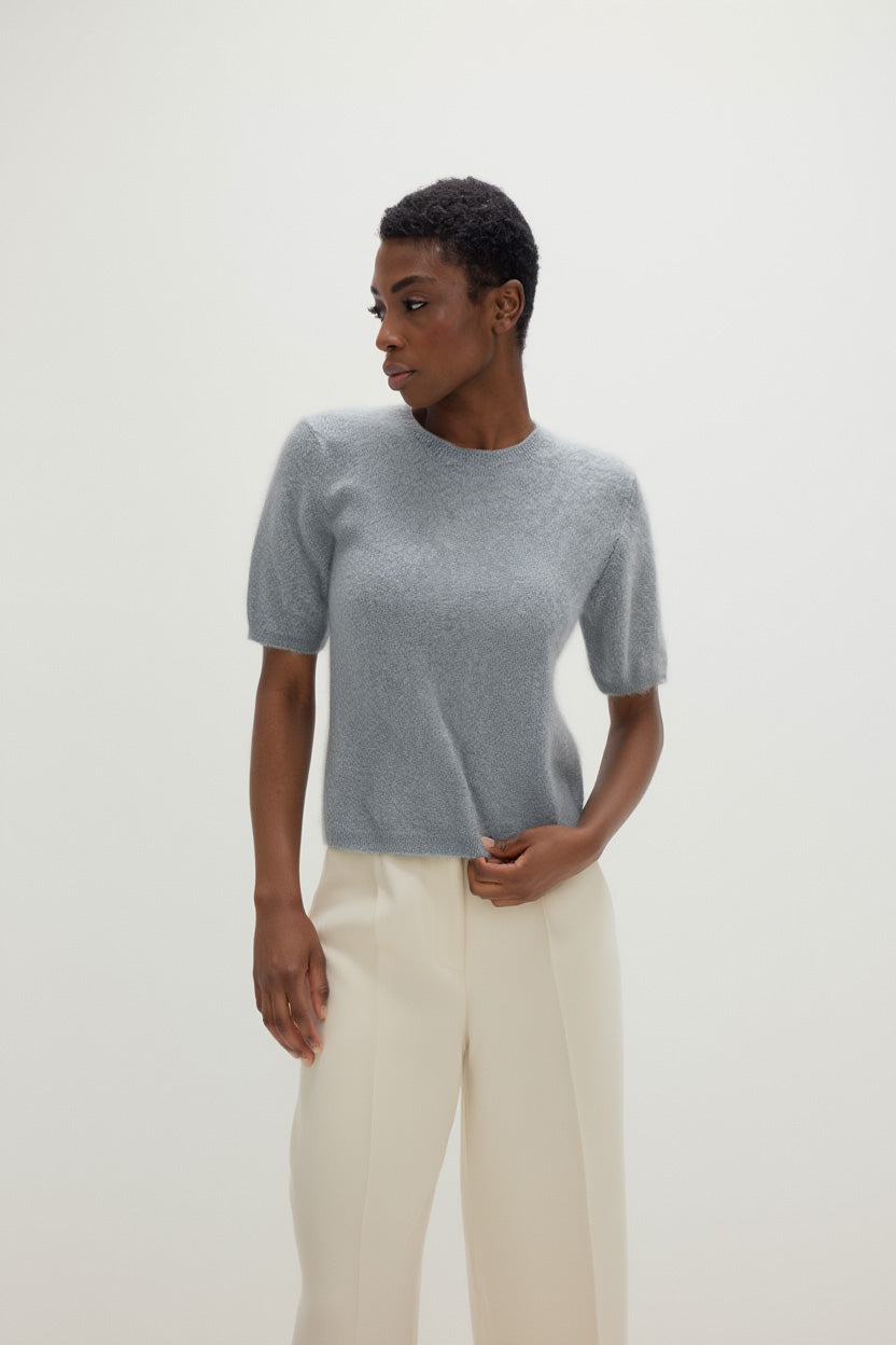 Davida Brushed T-Shirt Oversized Sweaters Light Grey