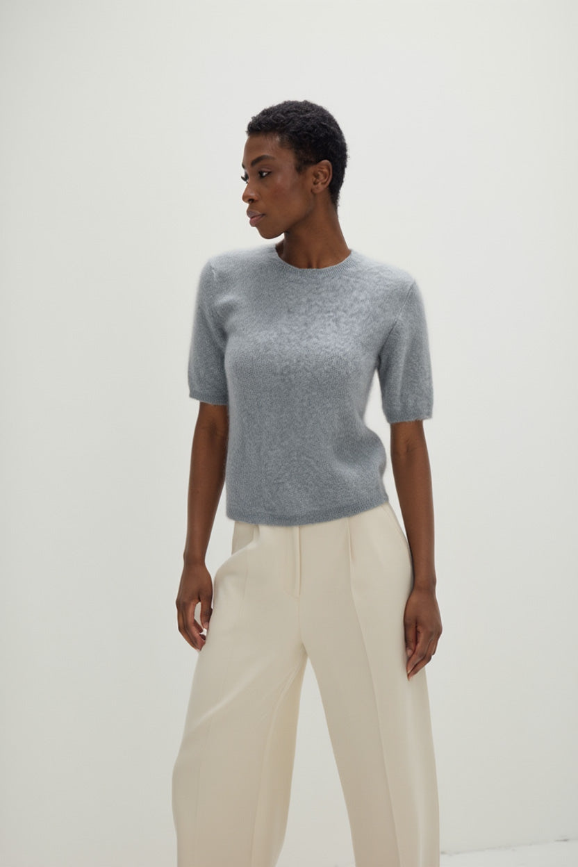 Davida Brushed T-Shirt Oversized Sweaters Light Grey