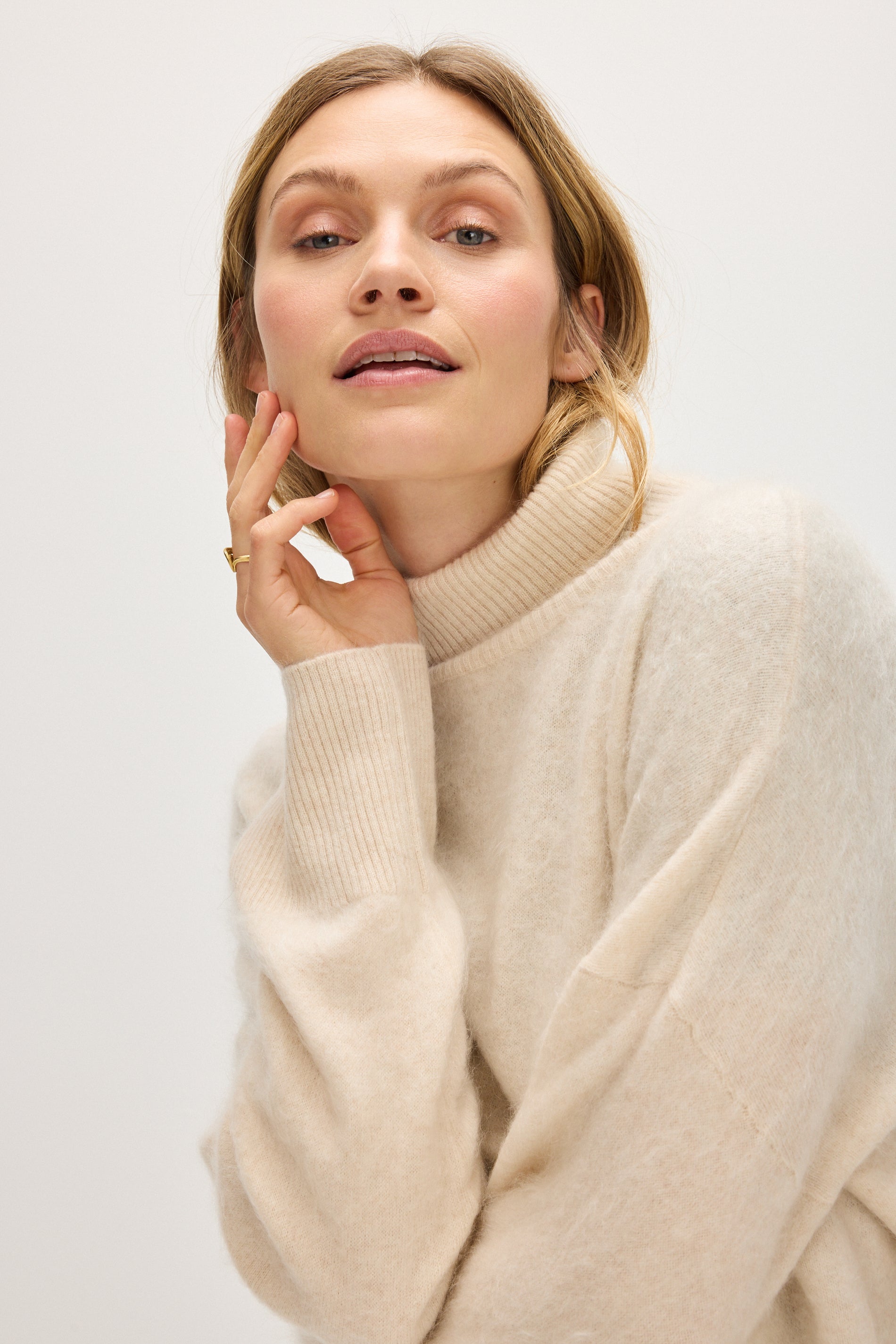 Davida Brushed Roll Neck Sweater Sweaters Light Beige