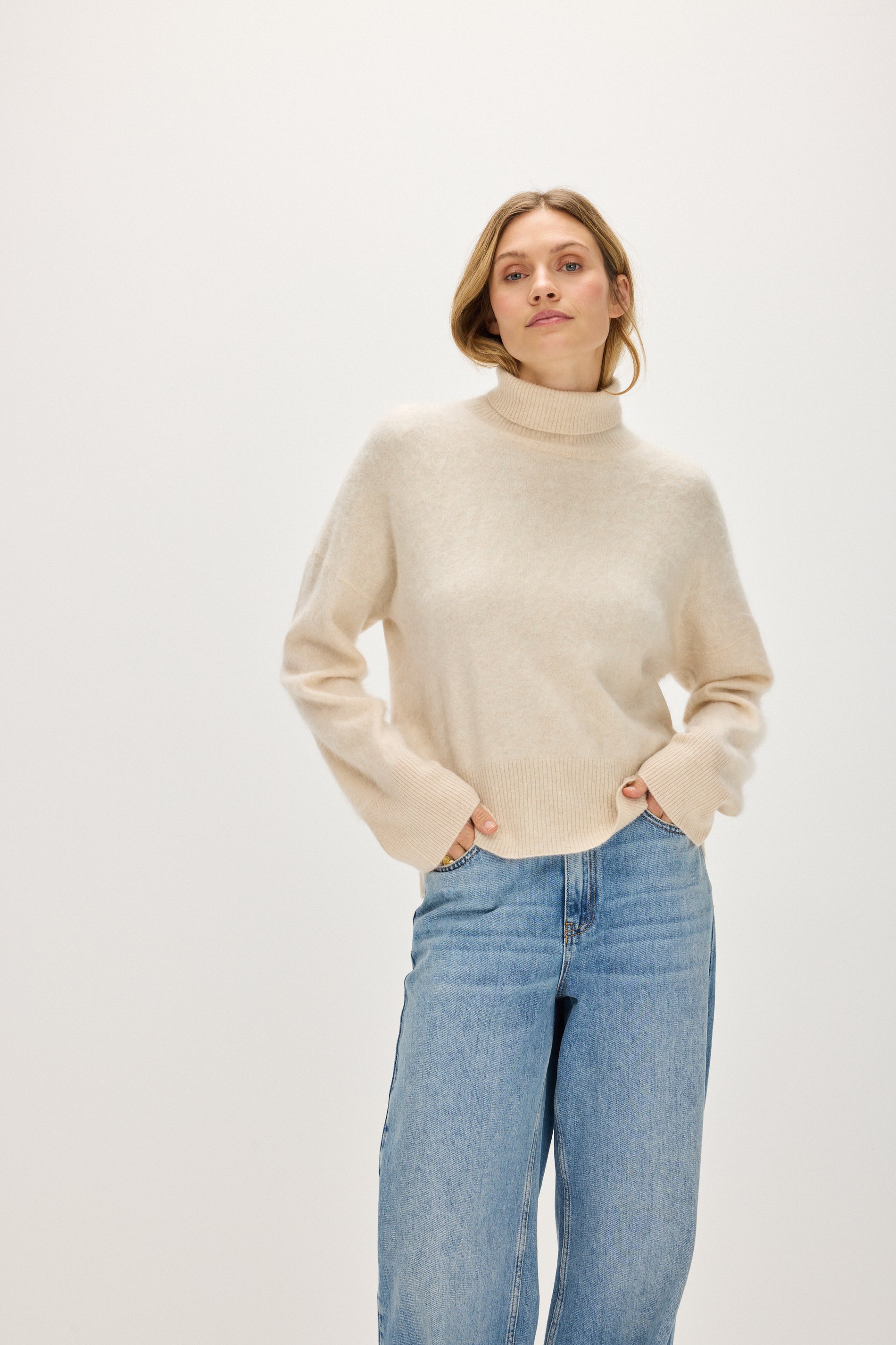 Davida Brushed Roll Neck Sweater Sweaters Light Beige