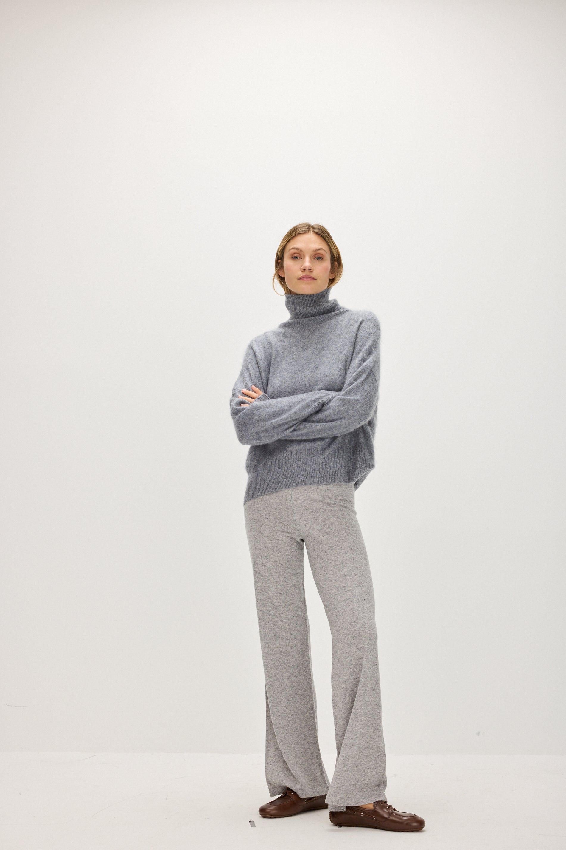 Davida Brushed Roll Neck Sweater Sweaters Light Grey