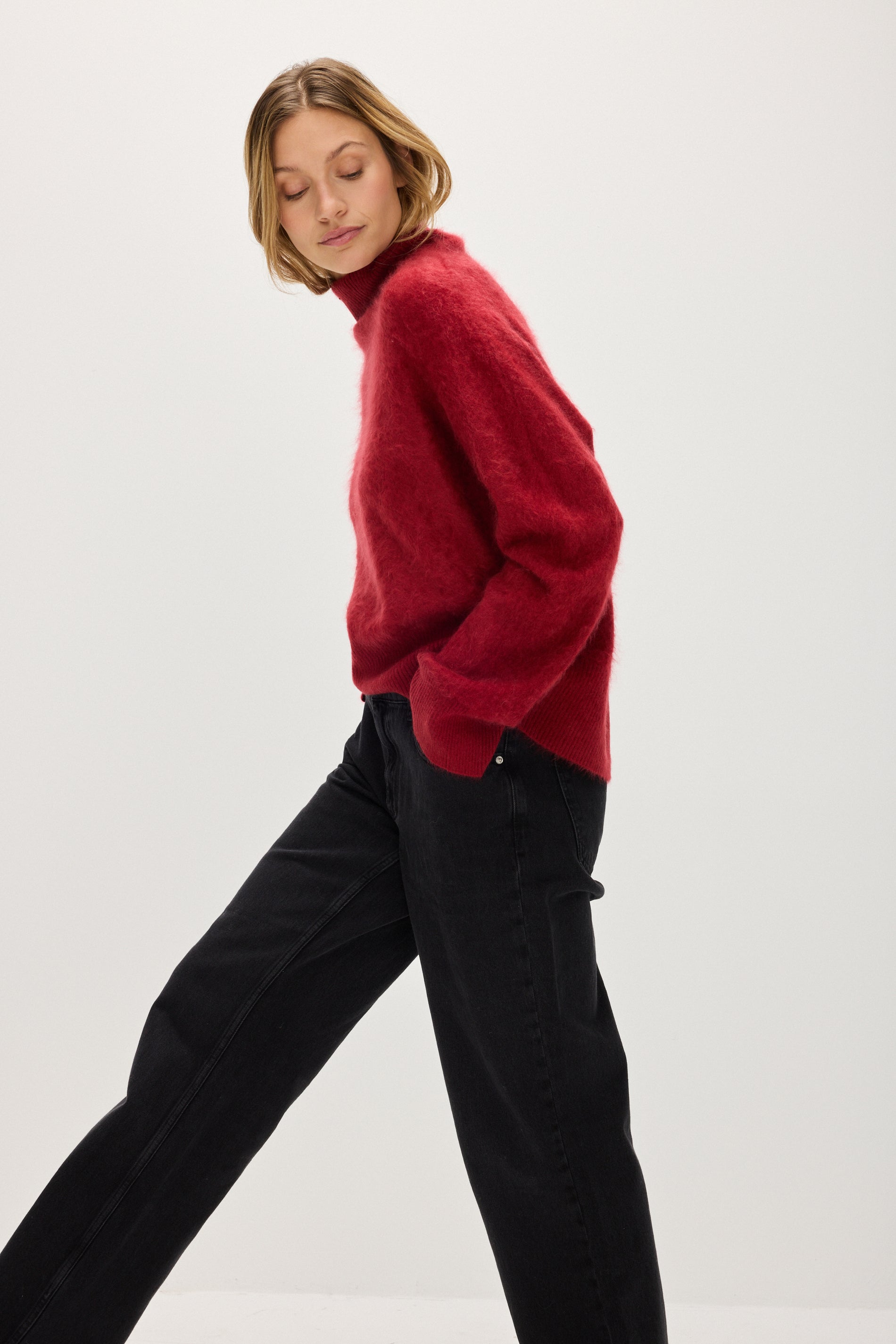 Davida Brushed Roll Neck Sweater Sweaters Mulberry Red
