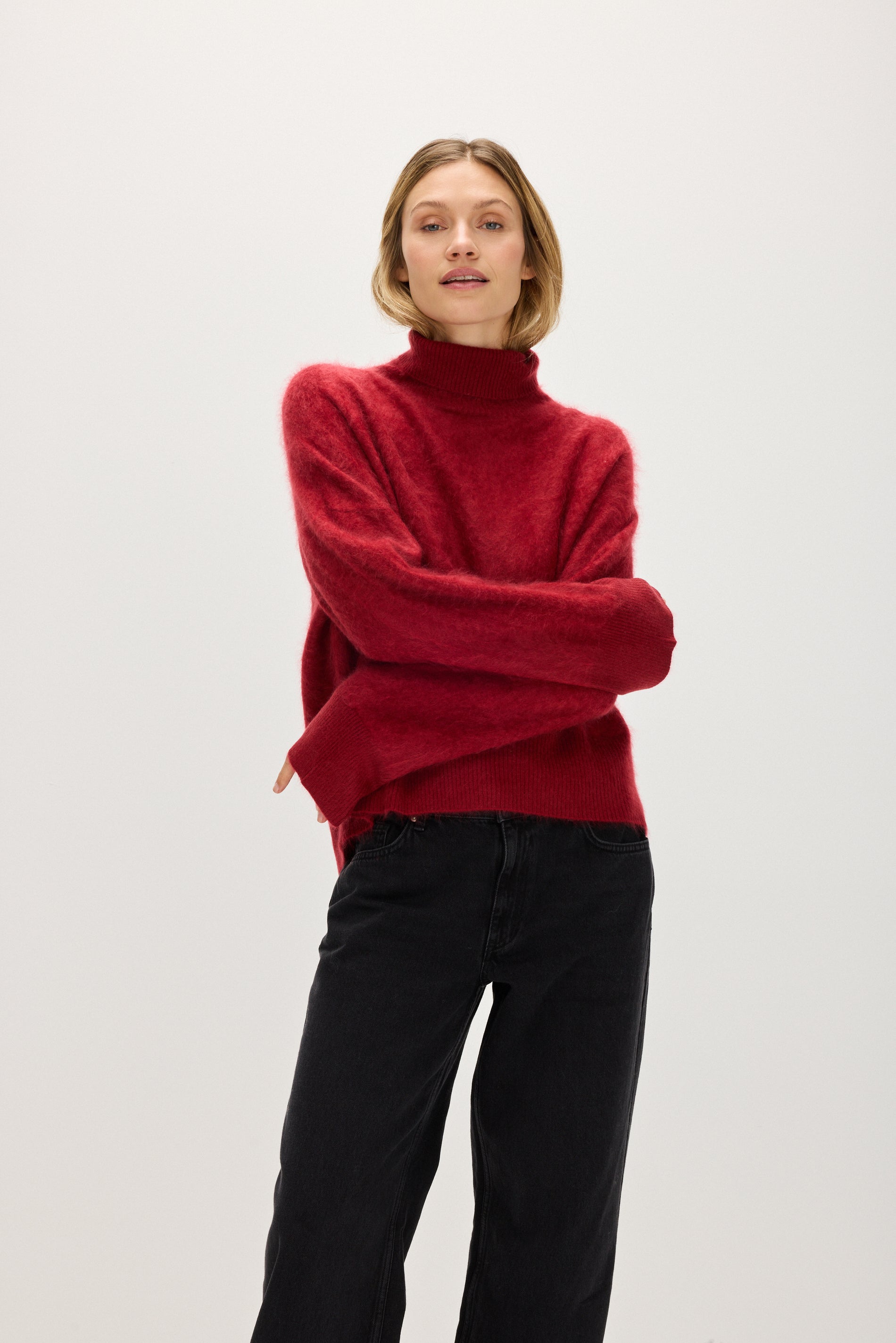 Davida Brushed Roll Neck Sweater Sweaters Mulberry Red
