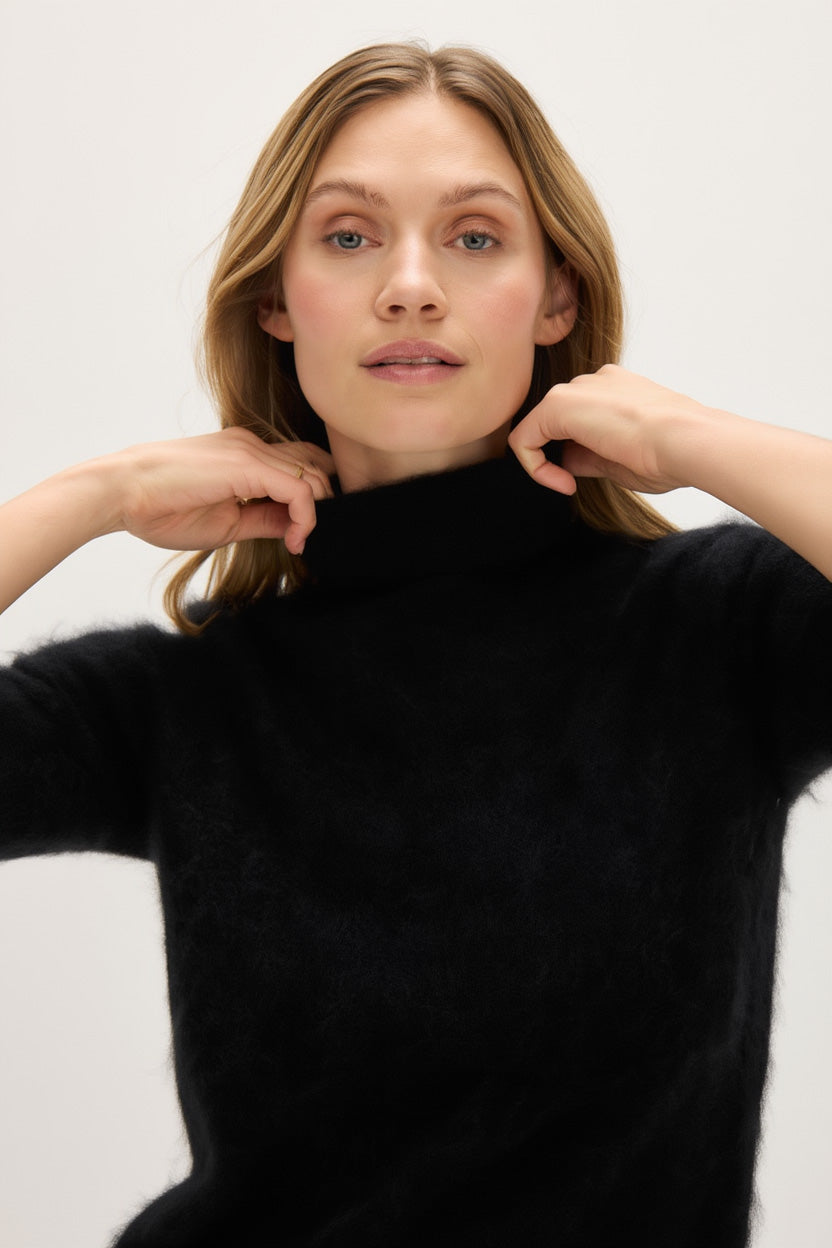 Davida Brushed Turtleneck T-Shirt Sweaters Black