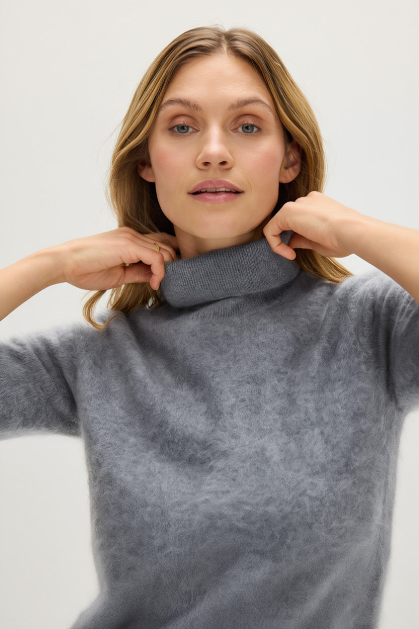 Davida Brushed Turtleneck T-Shirt Sweaters Light Grey