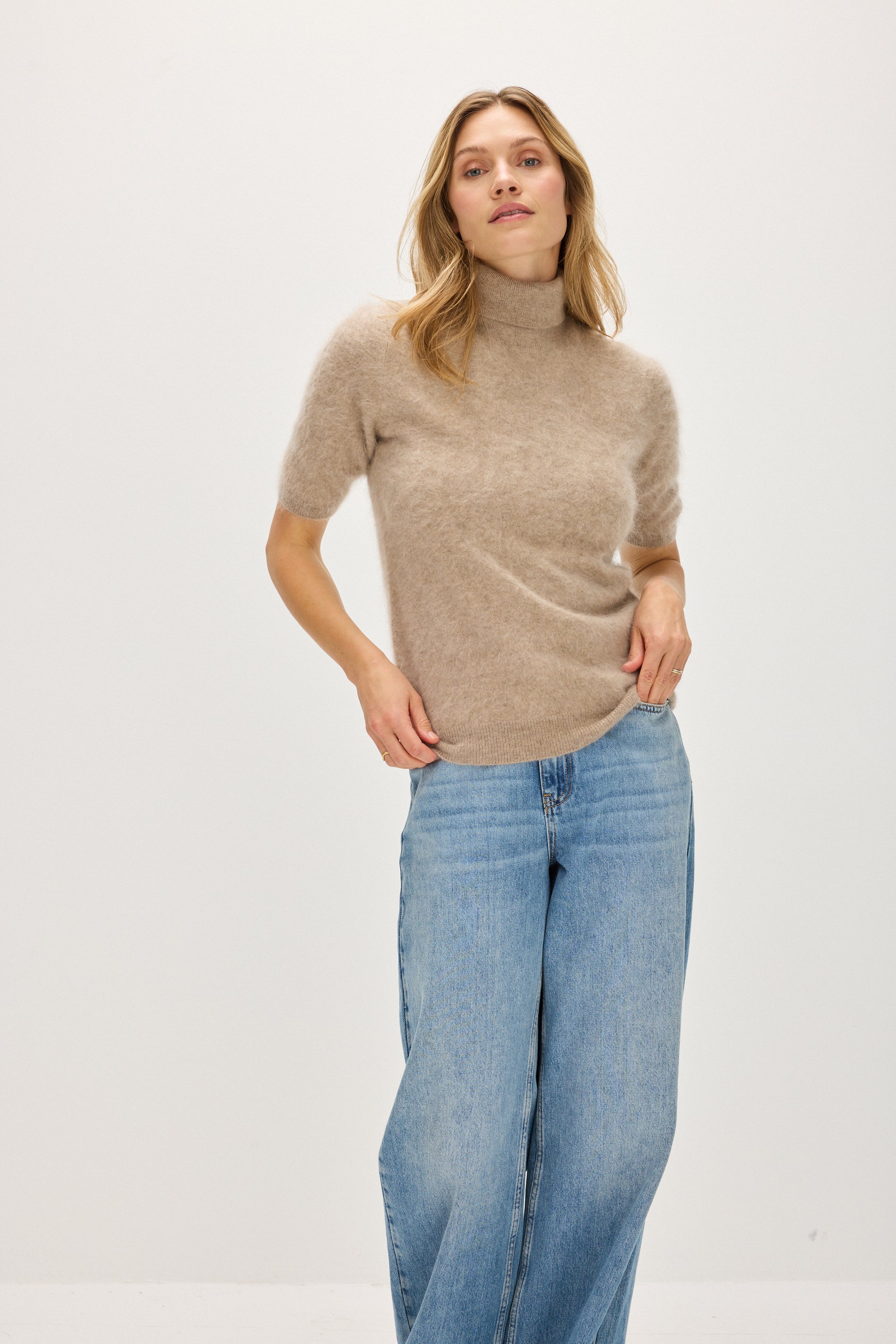 Davida Brushed Turtleneck T-Shirt Sweaters Mink
