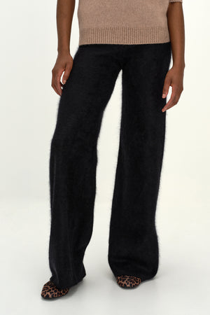 Brushed Wide Pants - Black