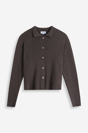 Buttoned Collar Cardigan - Cacao