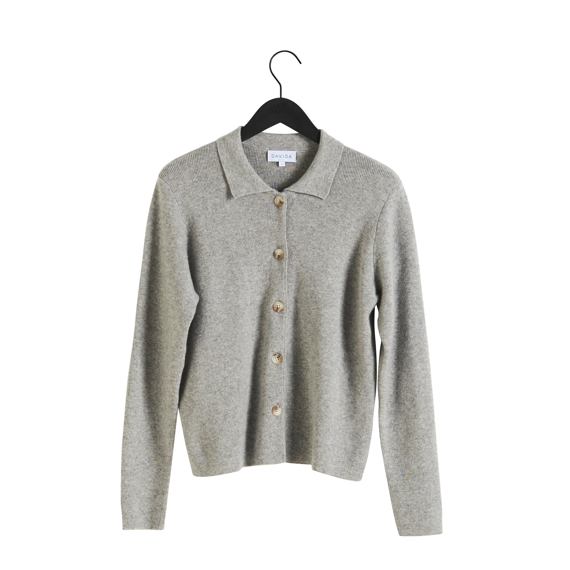 Davida Buttoned Collar Cardigan Cardigans Light Grey