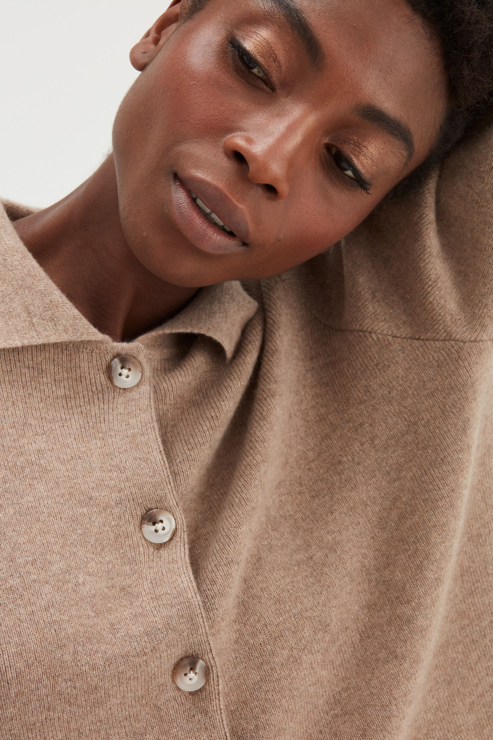 Davida Buttoned Collar Cardigan Cardigans Mink