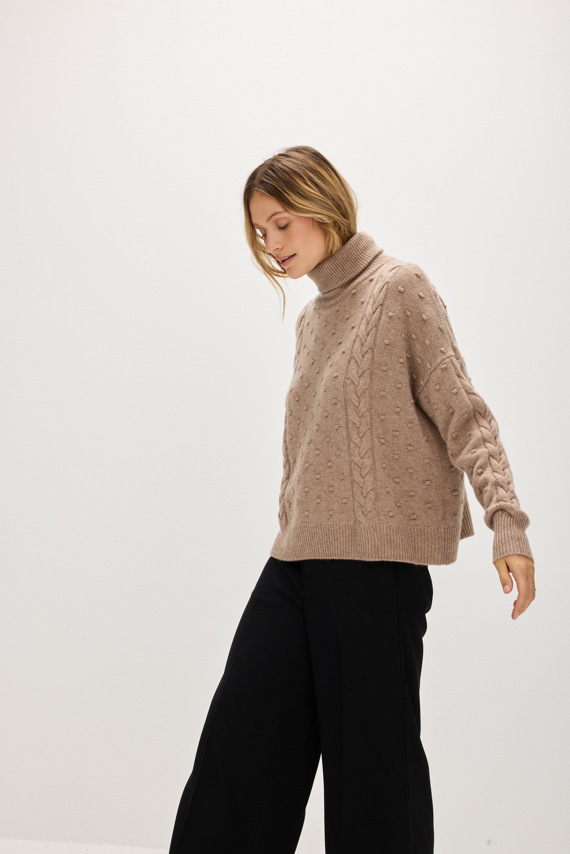 Davida Cable Dot Polo Sweater Sweaters Mink