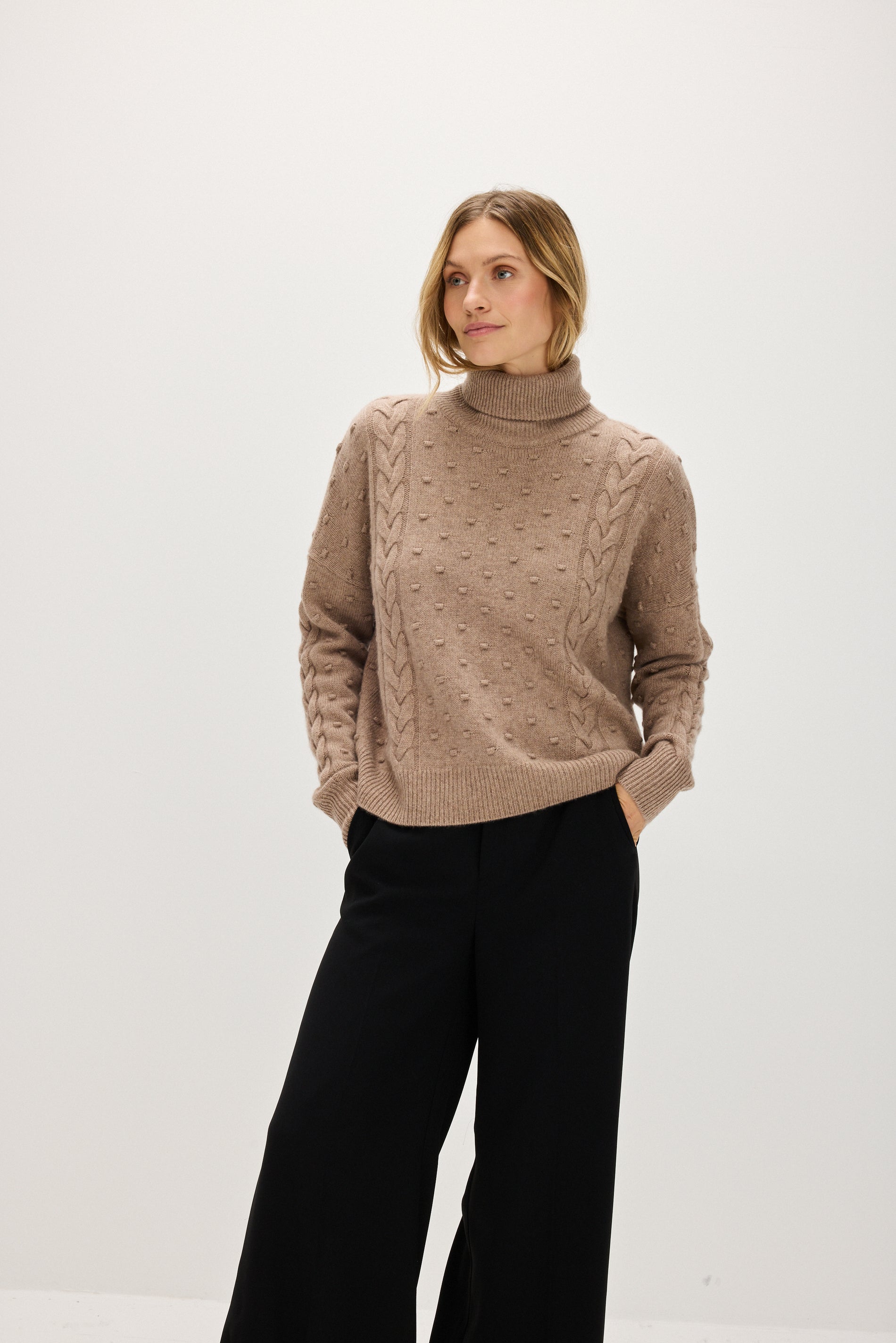 Davida Cable Dot Polo Sweater Sweaters Mink