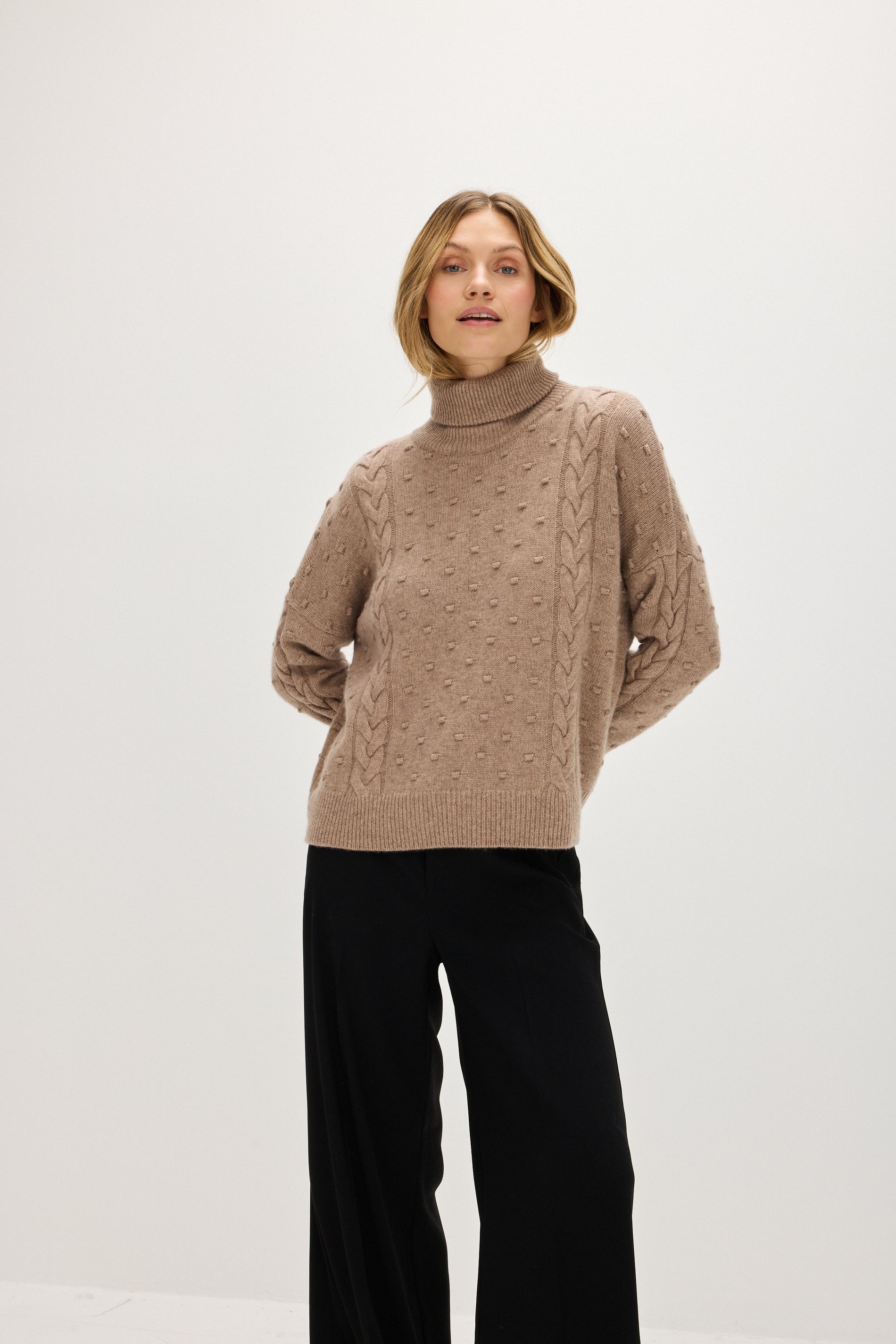 Davida Cable Dot Polo Sweater Sweaters Mink