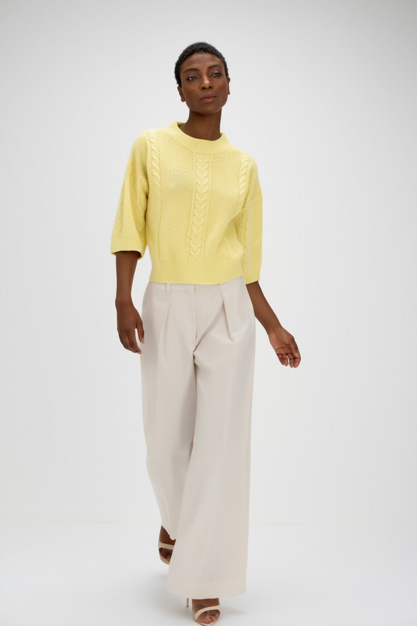 Davida Cable Short Sleeve Sweater Sweaters Citrus