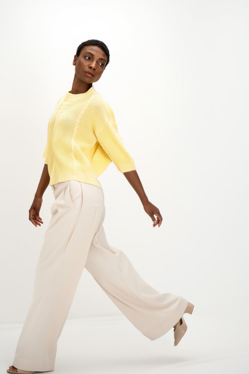 Davida Cable Short Sleeve Sweater Sweaters Citrus