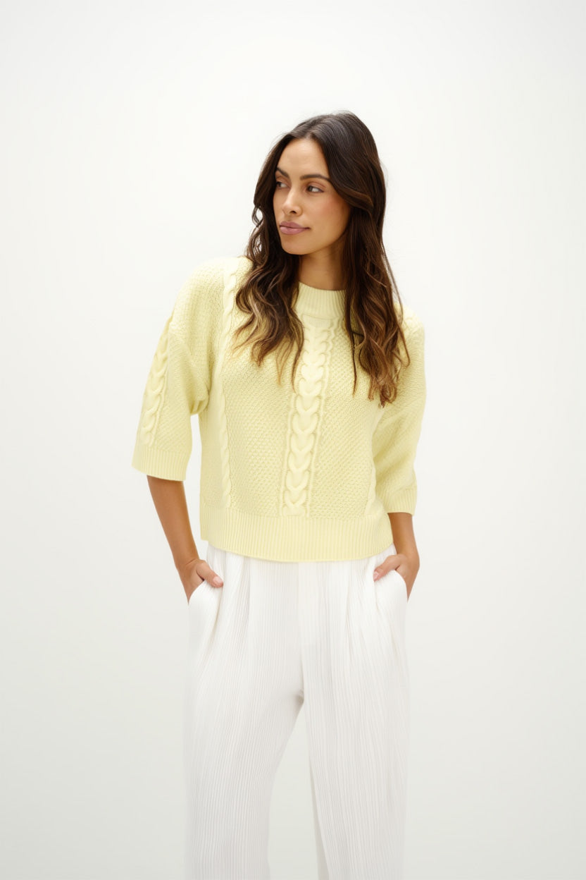 Davida Cable Short Sleeve Sweater Sweaters Citrus