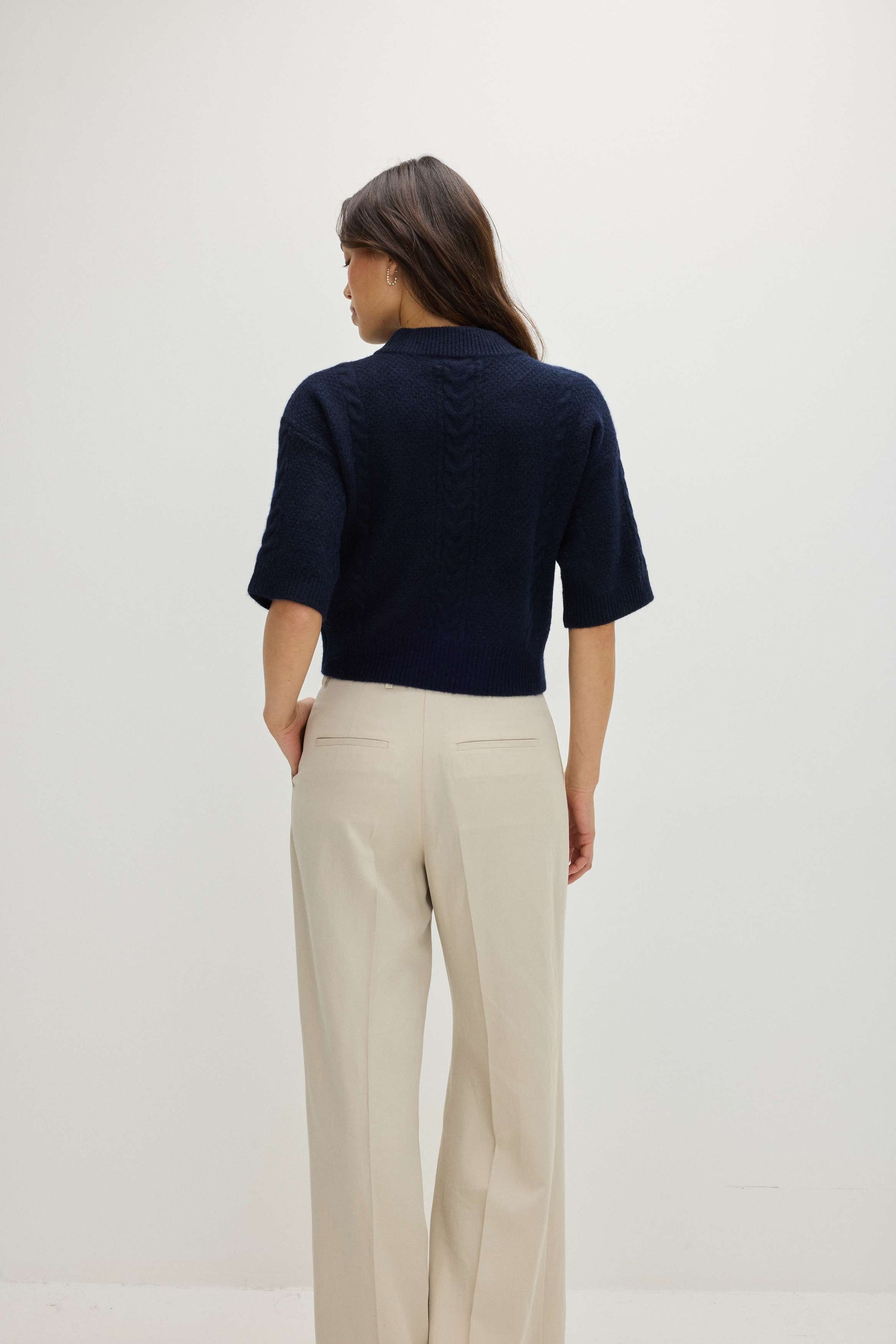 Davida Cable Short Sleeve Sweater Sweaters Navy