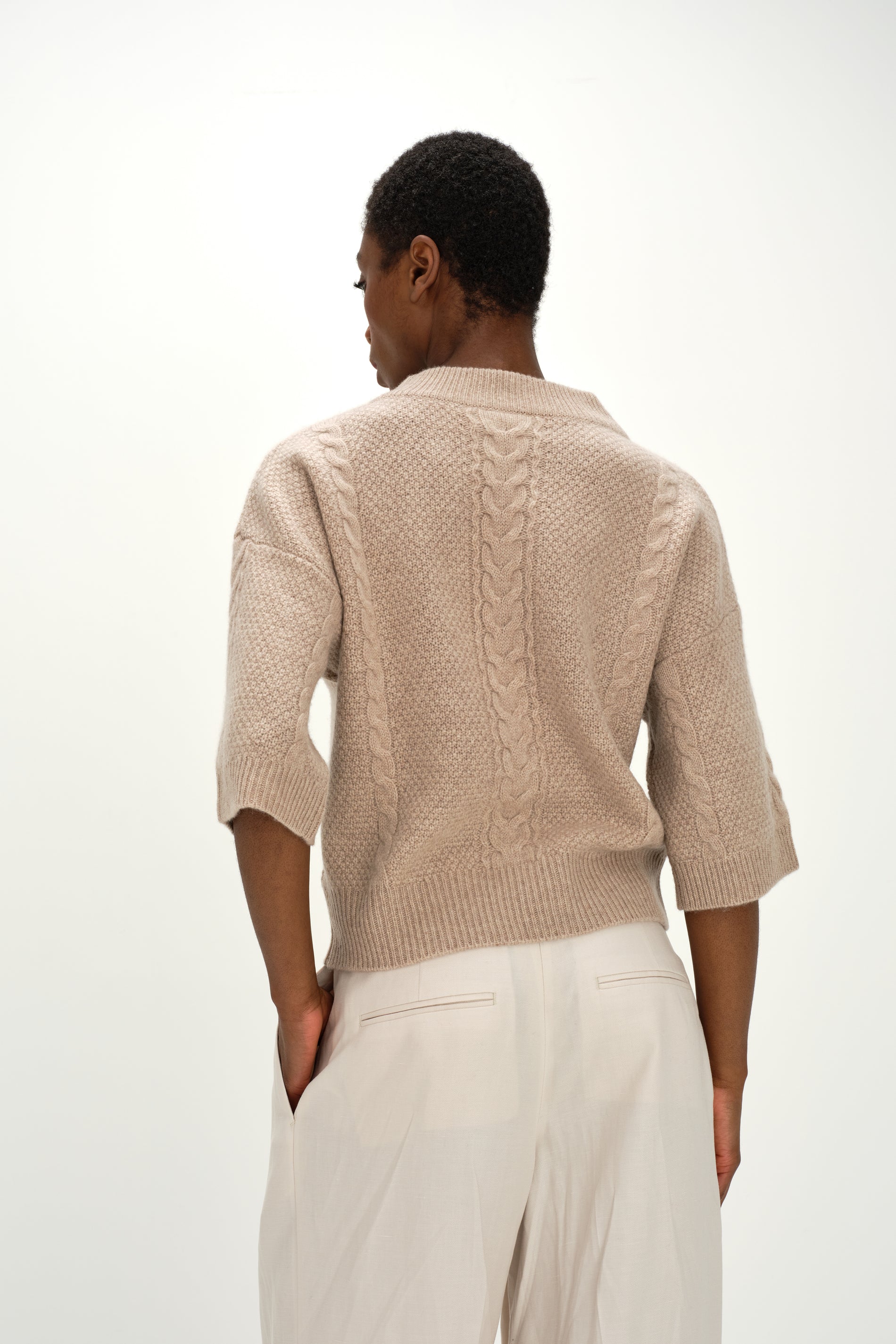 Davida Cable Short Sleeve Sweater Sweaters Sand