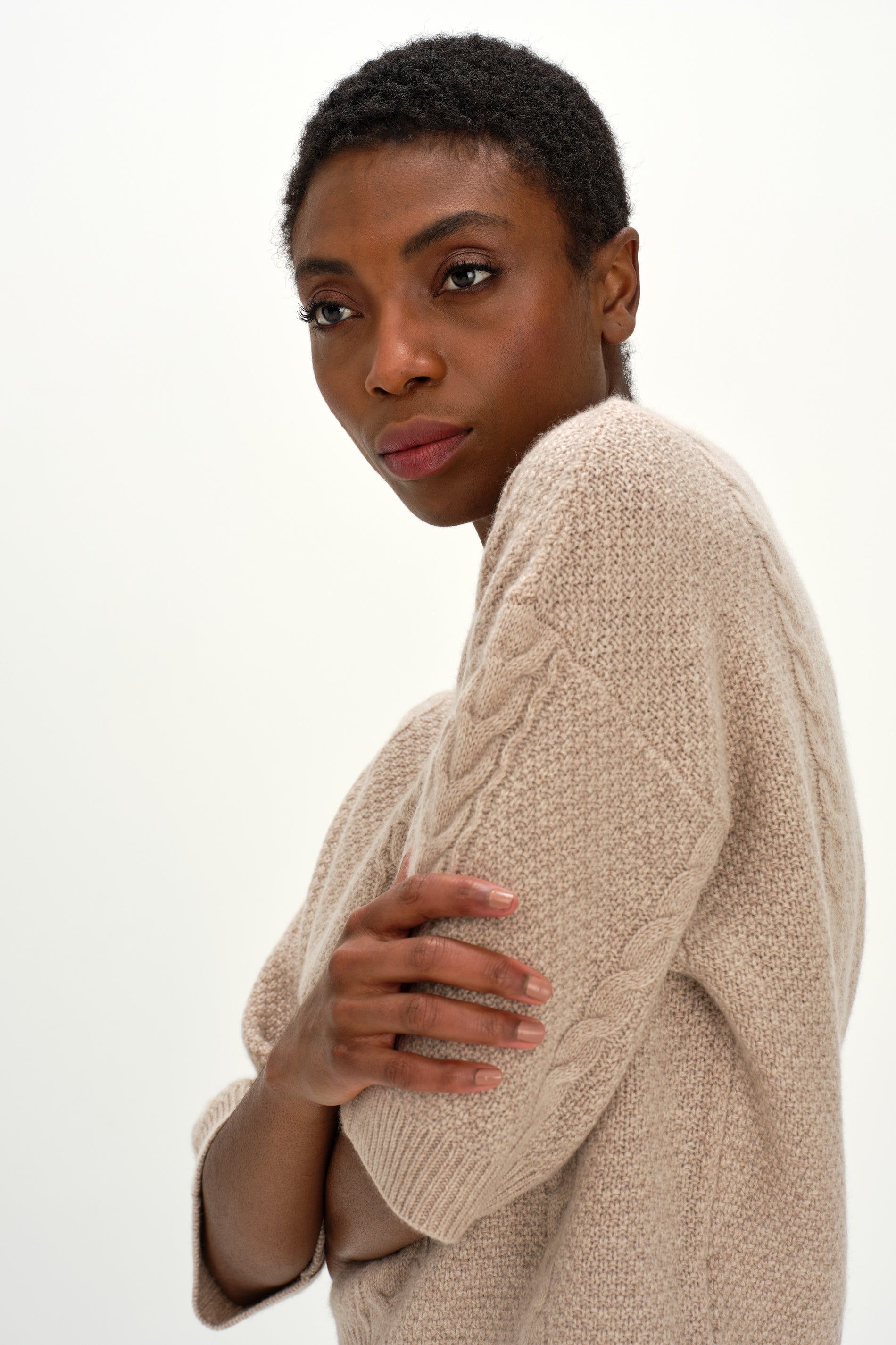 Davida Cable Short Sleeve Sweater Sweaters Sand