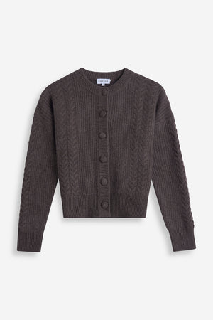 Chunky Cable Detail Cardigan - Cacao