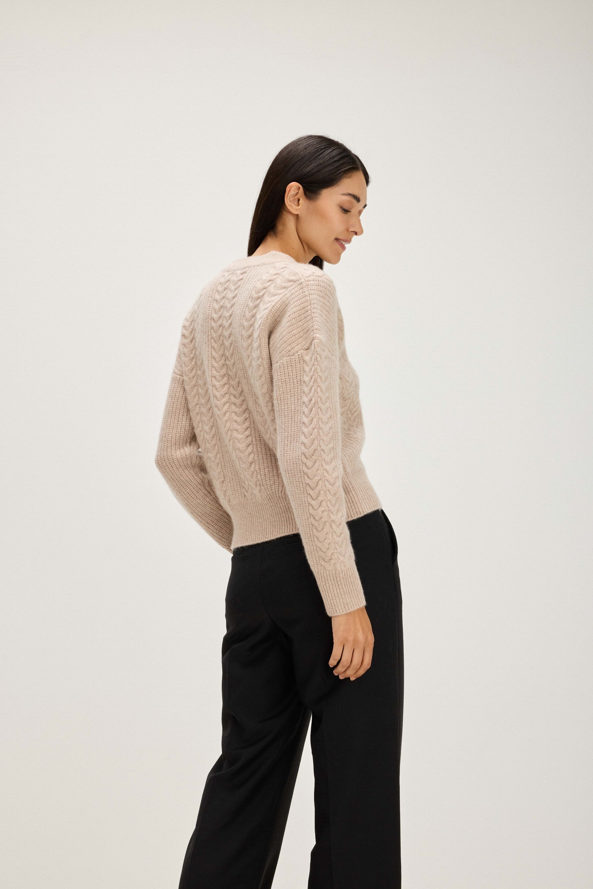 Davida Chunky Cable Detail Cardigan Cardigans Sand