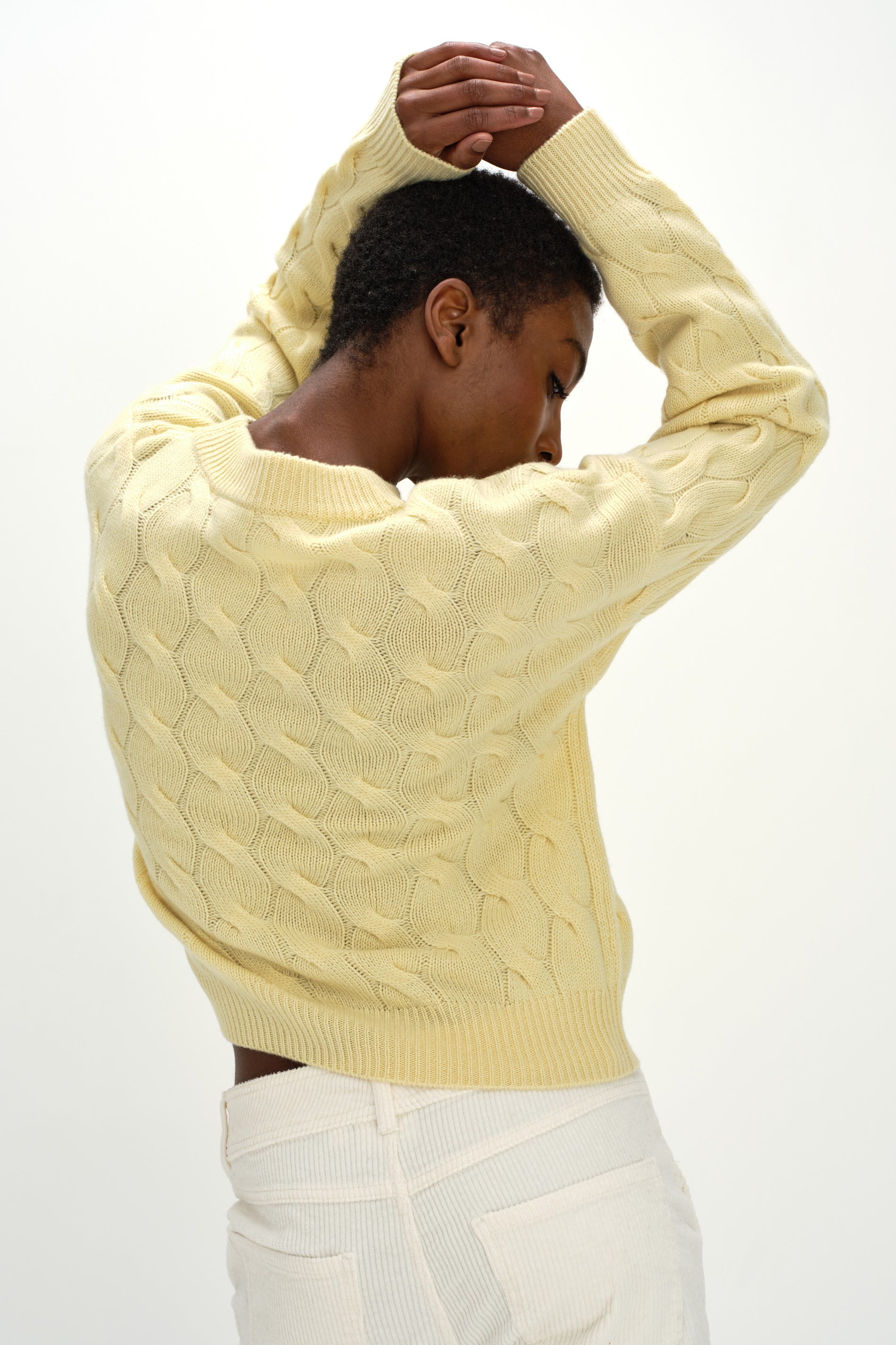 Davida Chunky O-neck Cable Sweaters Citrus