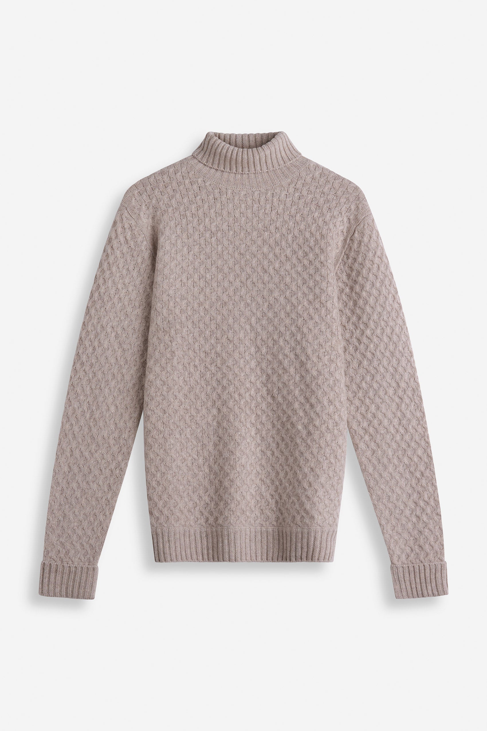 Davida Chunky Roll Neck Diamond Knit Sweaters Mink