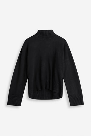 Chunky Roll Neck Sweater - Black
