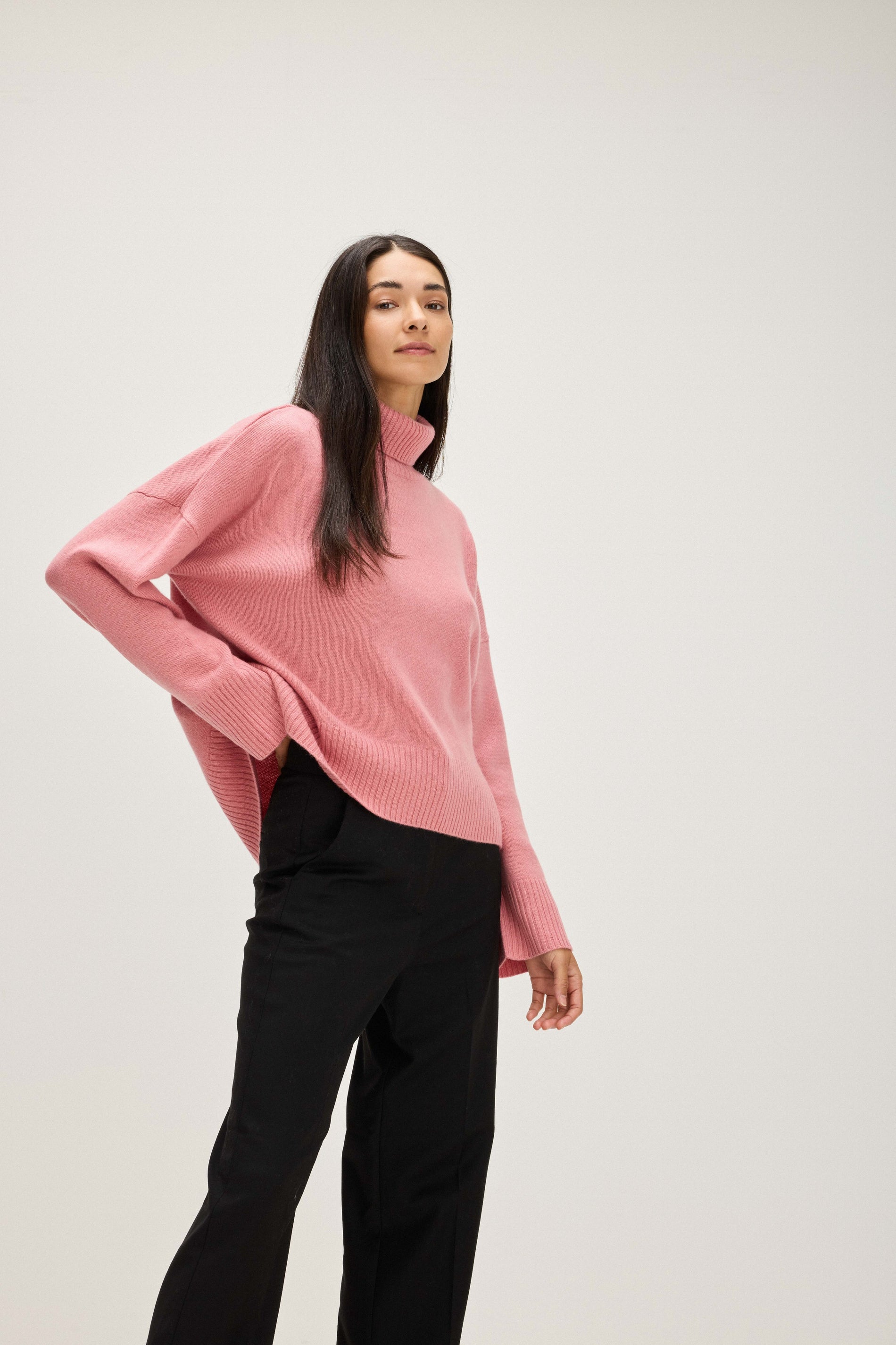 Davida Chunky Roll Neck Sweater Sweaters Dusty Pink