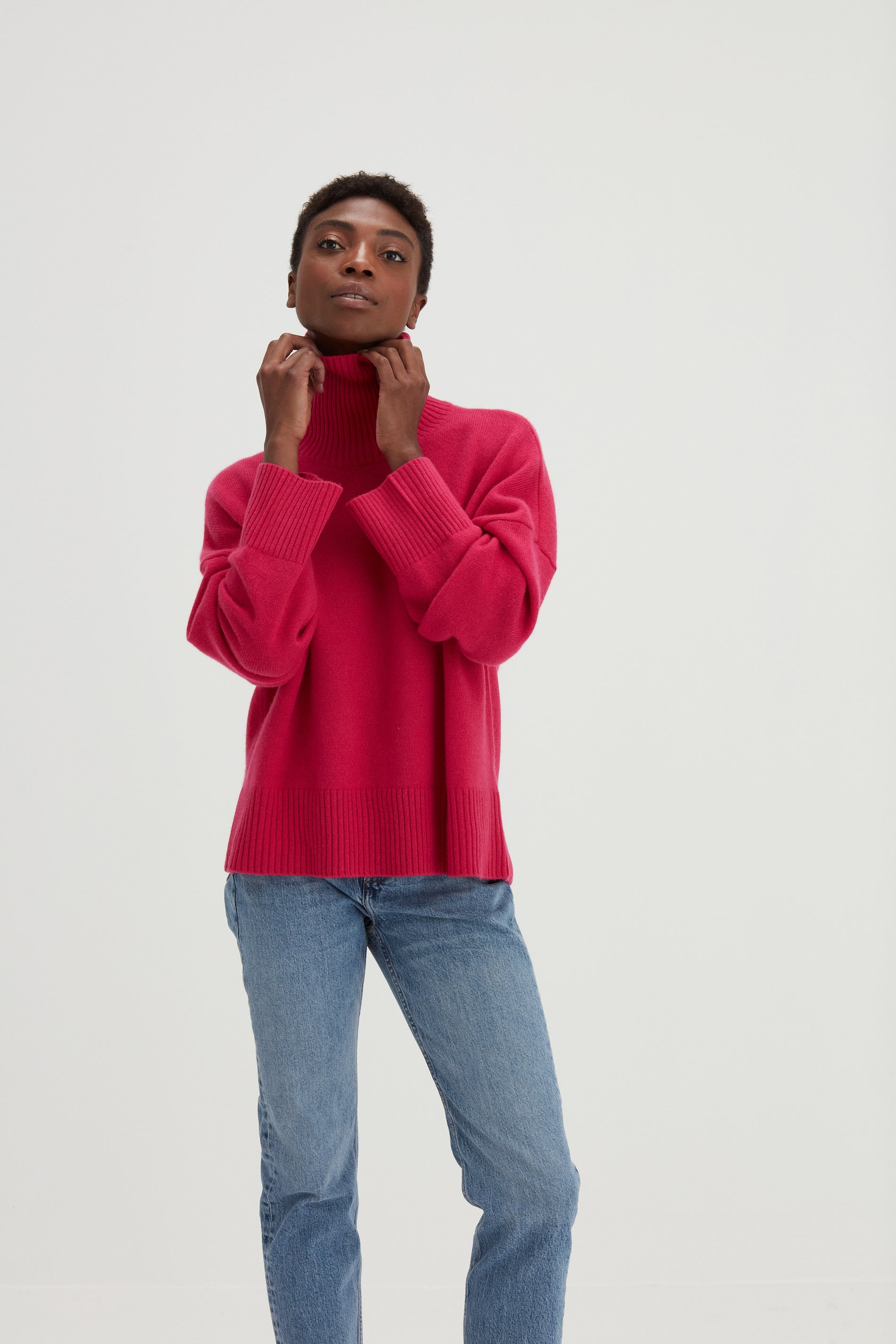 Davida Chunky Roll Neck Sweater Sweaters Fuchsia