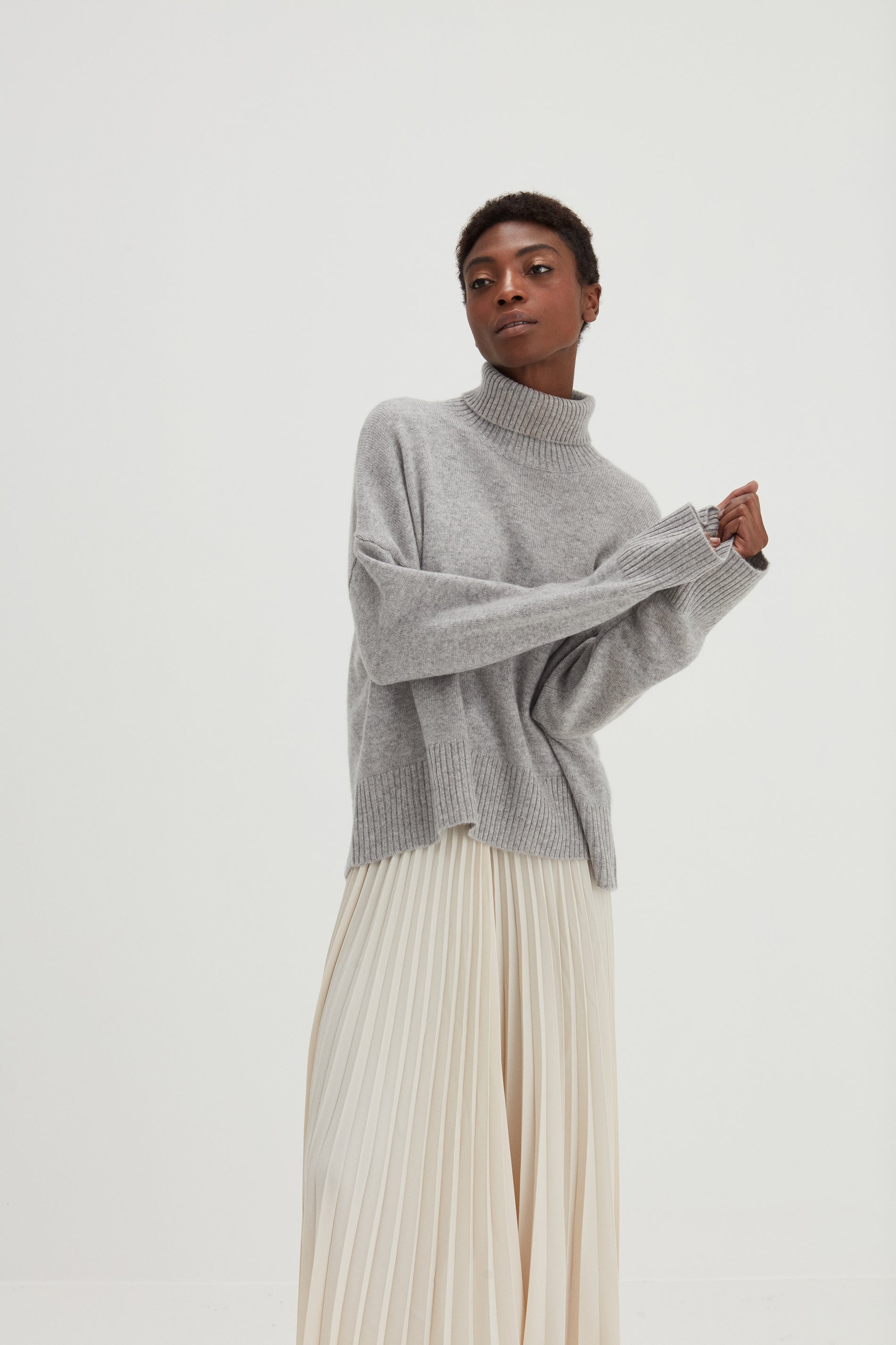 Davida Chunky Roll Neck Sweater Sweaters Light Grey