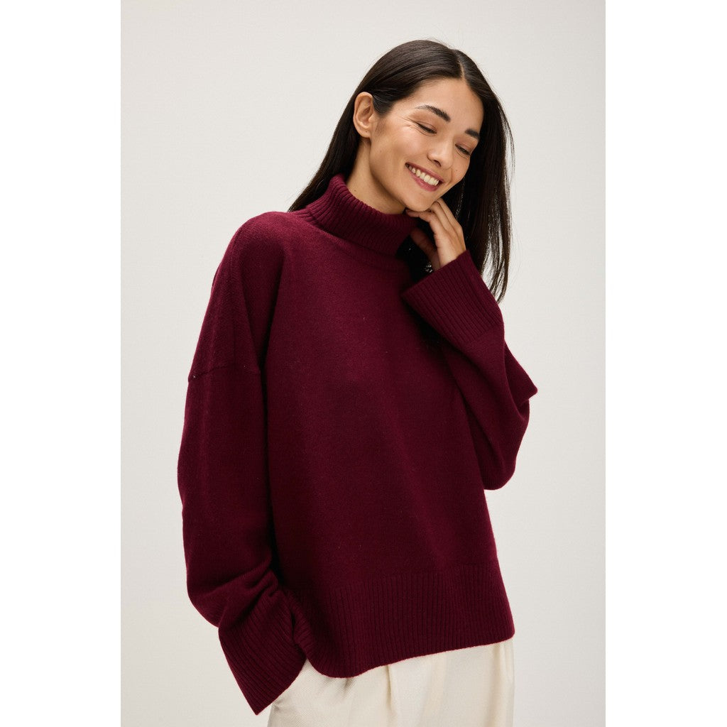 Davida Chunky Roll Neck Sweater Sweaters Mulberry Red
