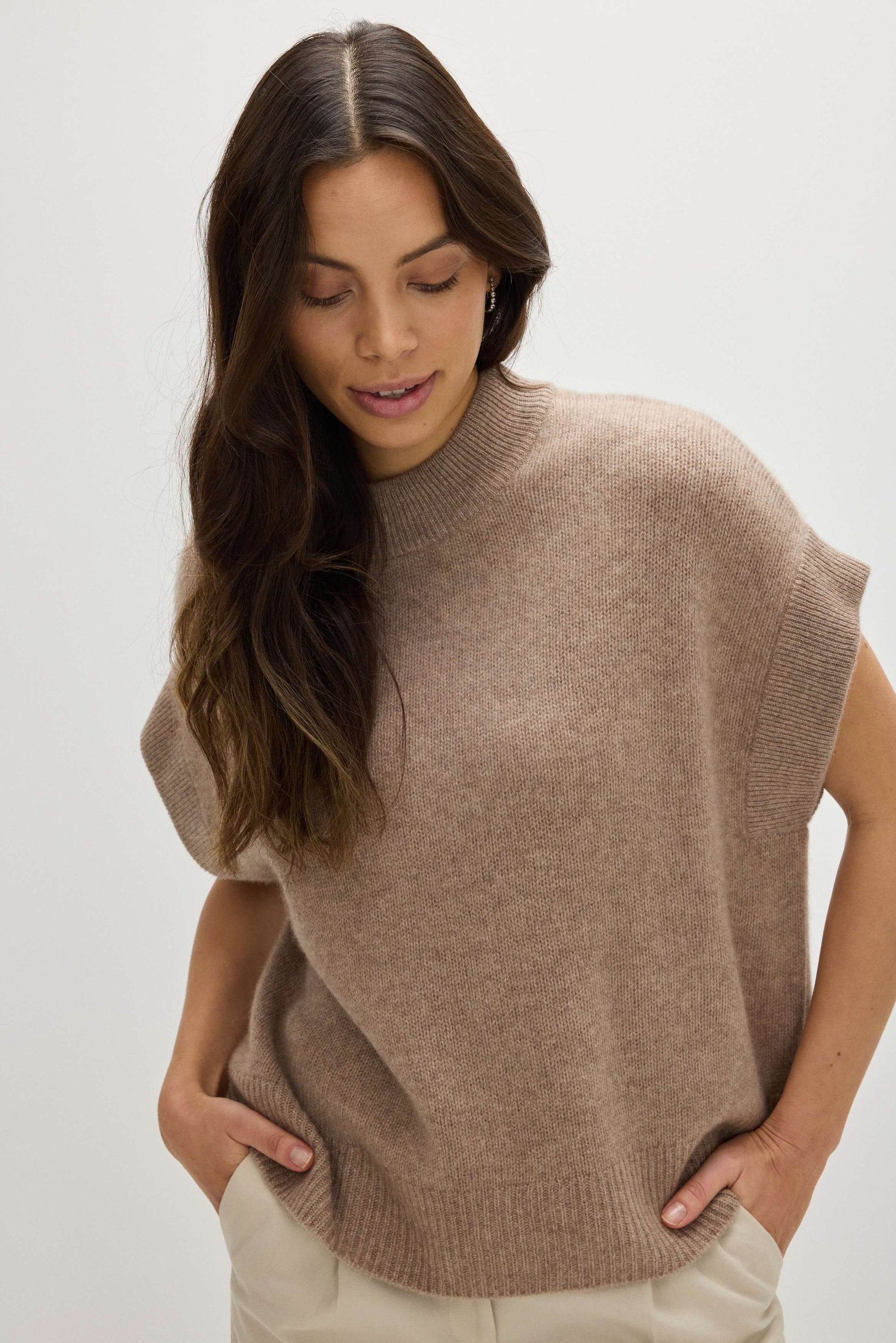 Davida Chunky Vest Turtleneck Sweaters Mink